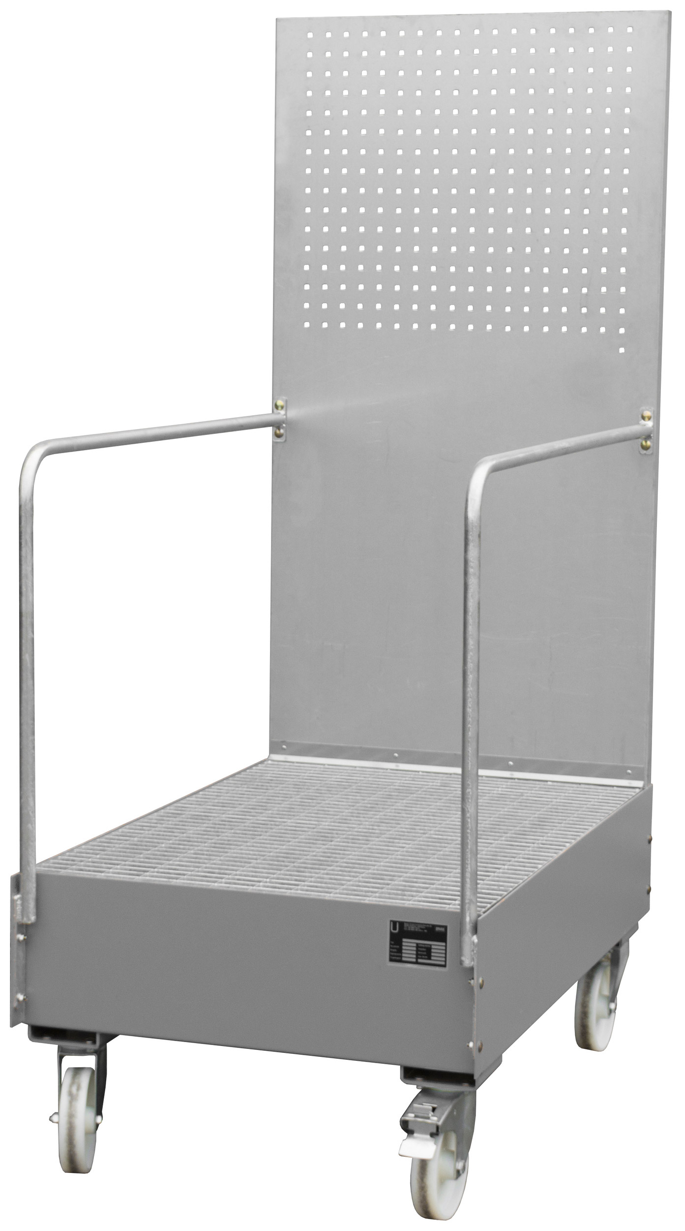 Bauer Auffangwanne fahrbar Stahl LPW 200-3 - RAL 7005 Gefahrstoffwanne mobil mausgrau pulverbeschichtet mit Gitterrost - Stahlwanne für 2 Fässer 200 Liter (BA-4447-60-0000-5) Bild-01