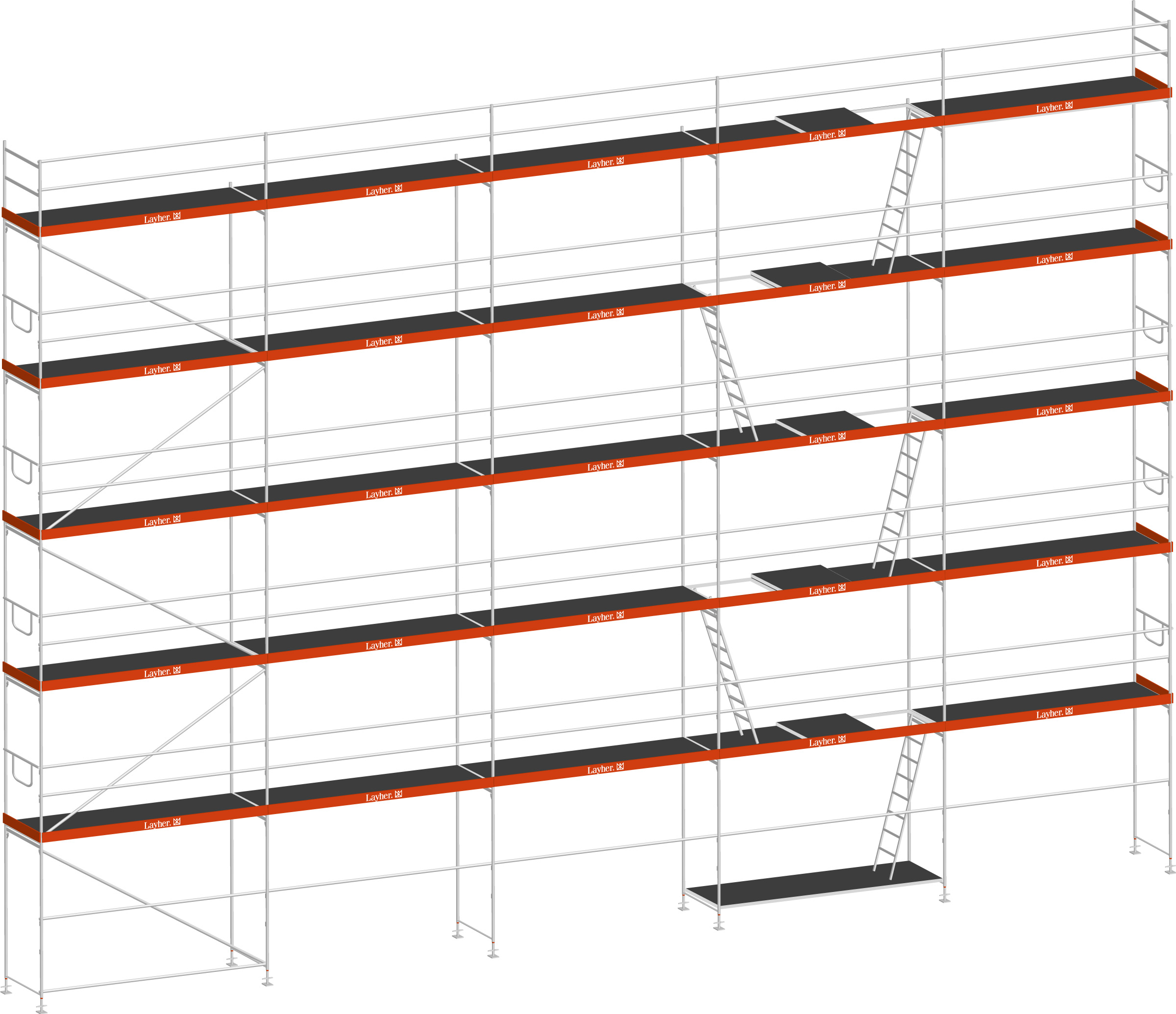Layher Blitz Gerüst 70 Stahl mit Robustboden 187 m²