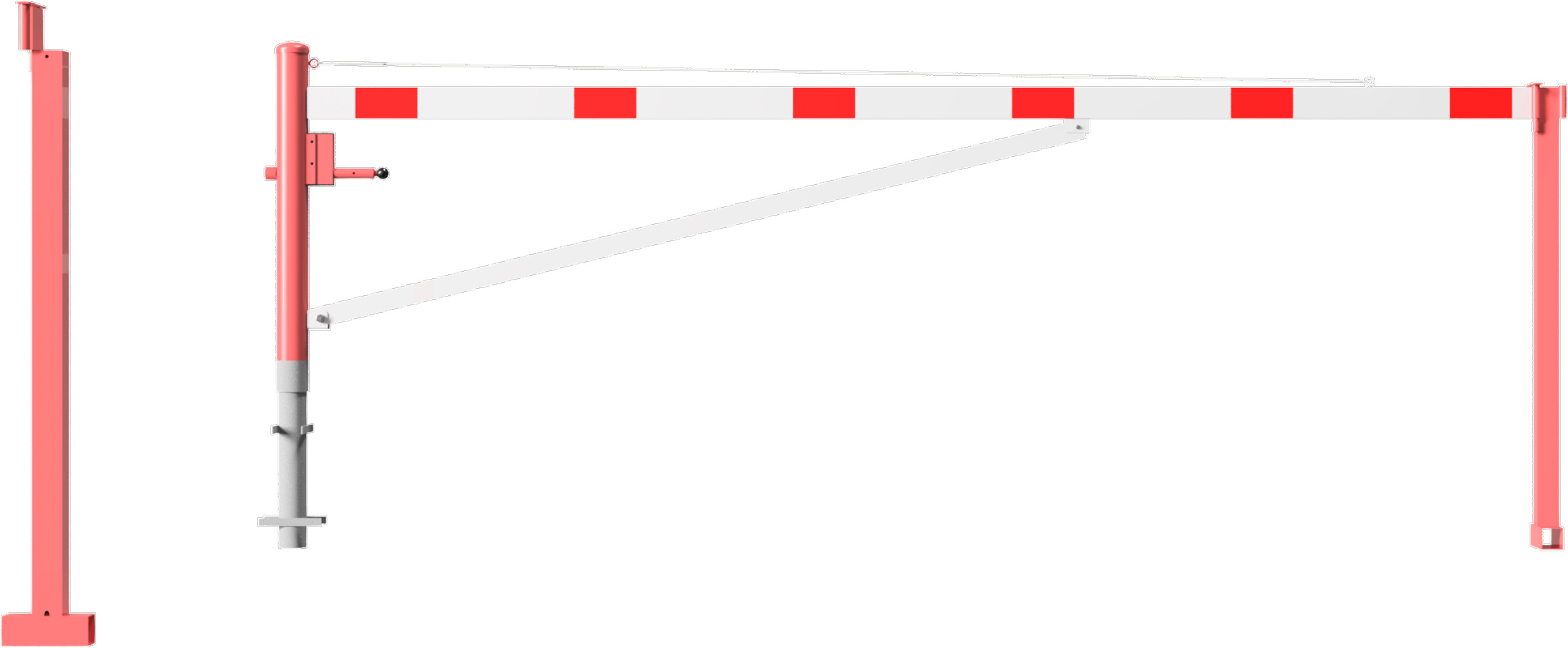 Schake Drehschranke mit Auflagestütze - Schrankenbaum 100 x 50 mm OEP weiß | rot - 4000 mm