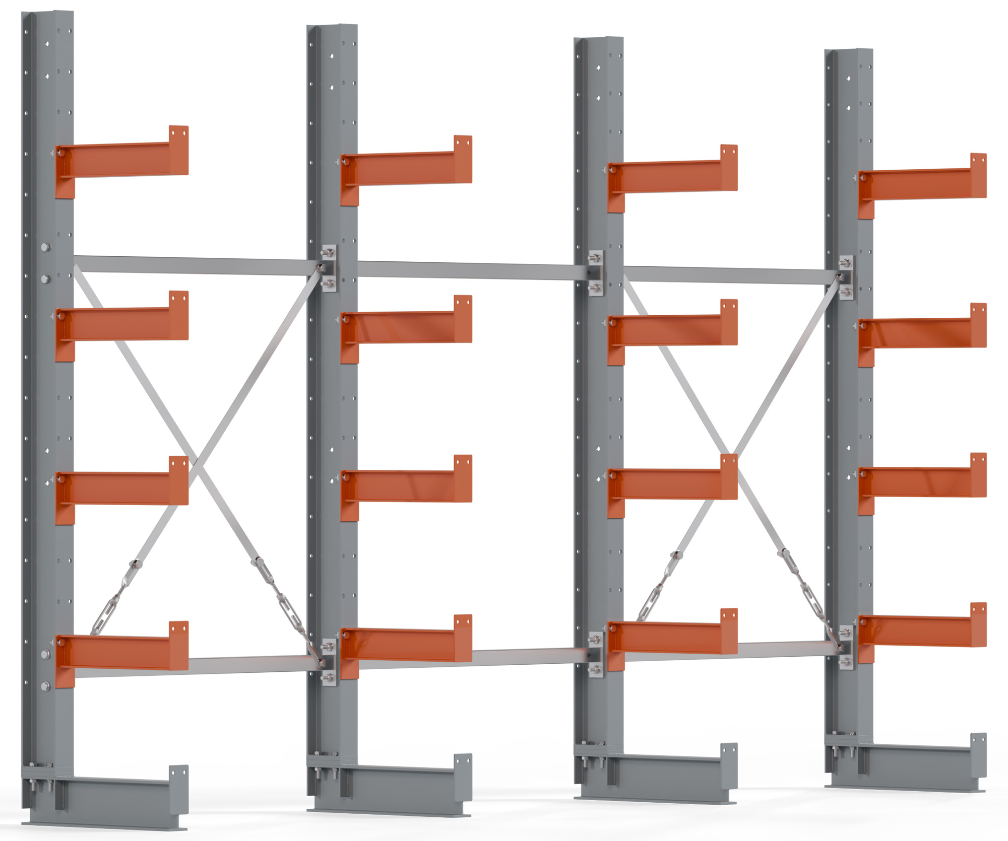 Regalwerk KARL BASIC 2600 Kragarmregal einseitig Komplettset 2000 x 3000 x 400 mm Lagerregal 3 Felder mit Kragarmlast 1100 kg | Ständerlast 2600 kg - 5 Ebenen | Kragarme frei verstellbar (RW-B6-50100-40-S2) Bild-01
