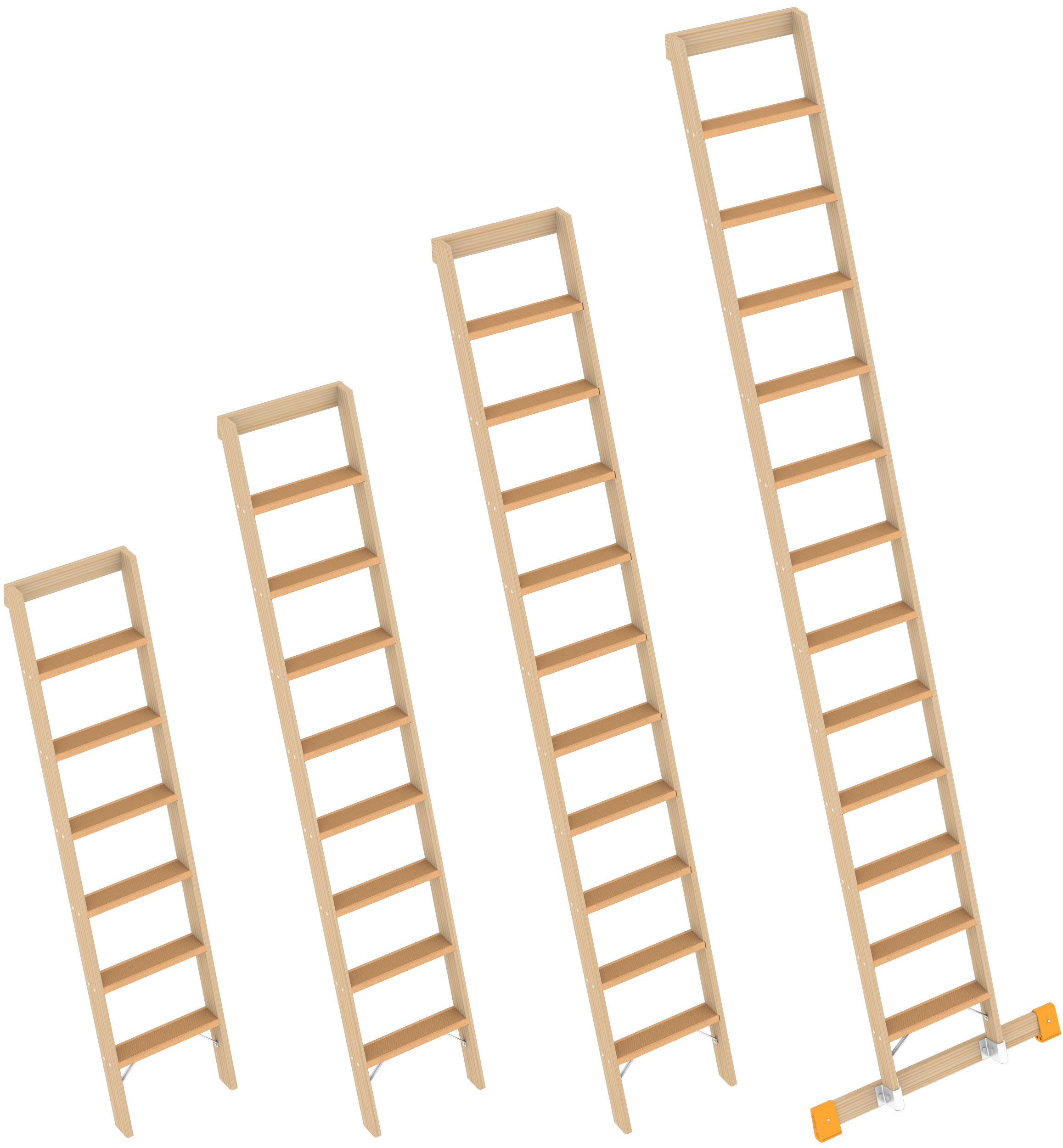 Layher Anlegeleiter Holz Stufen Layher Holz-Stufenanlegeleiter ohne Traverse (LS-C-1023.006) Bild-01