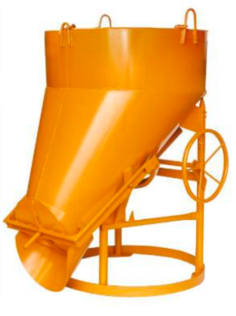 Eichinger Betonsilo 1022H|1 - 150 Liter Betonkübel rund mit Handrad und angeschweißter Kette - seitlicher Auslauf - Betonbombe runde Form (EI-10220101040000) Bild-01