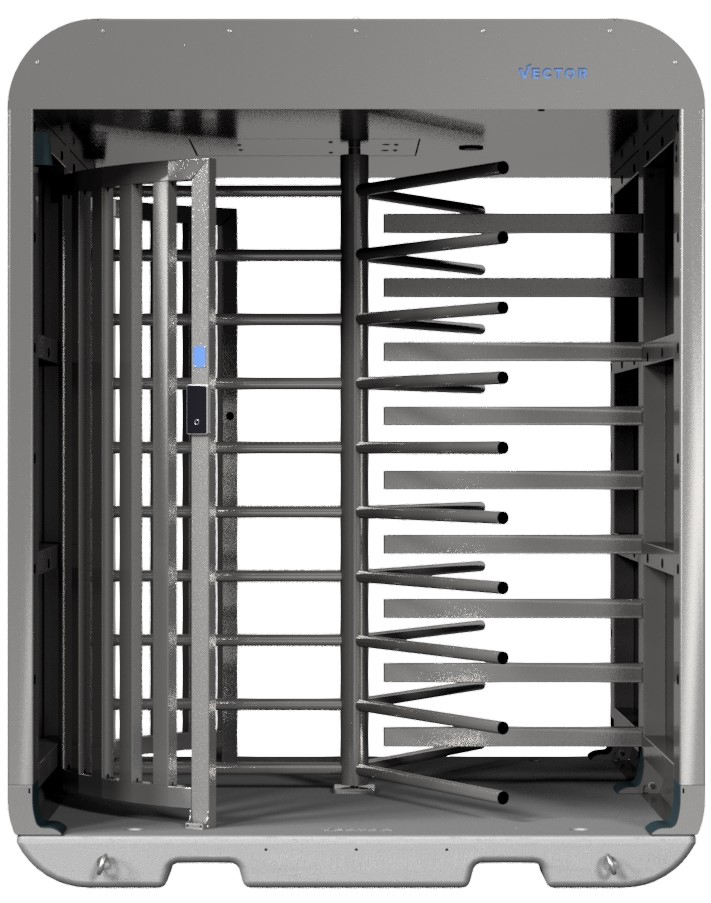 Schake Vector V-Turnstile-Guard verzinkt - elektromechanisch - lokale beidseitige Zutrittskontrolle - Bauzaunmodul Drehkreuztunnel mobil zur Geländesicherung - Stahl verzinkt - Bedienung elektromechanisch mit lokaler Zutrittskontrolle (SK-VPDT22VBB0140) B