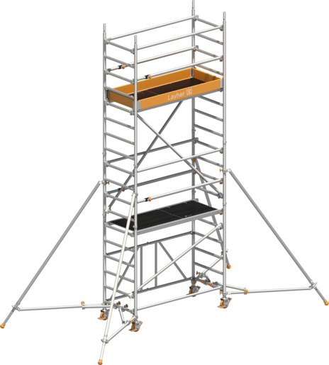 Rollgerüst Layher Zifa P2 hawego 1416234 mit Stützen und Telegeländer - Arbeitshöhe 5,66 m  (LS-1416234-H) Bild-02