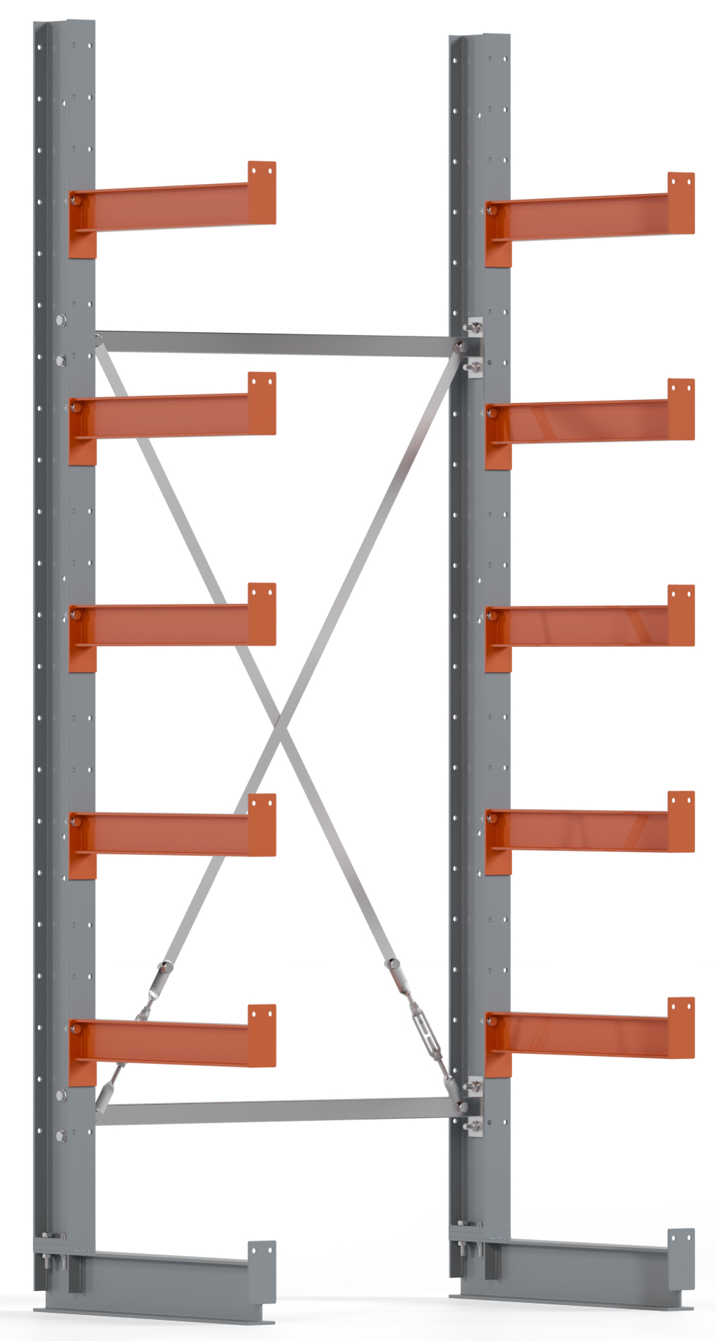 Regalwerk KARL BASIC 1750 Kragarmregal einseitig Grundfeld 2500 x 1000 x 600 mm Lagerregal mit Kragarmlast 730 kg | Ständerlast 1750 kg - 6 Ebenen | Kragarme frei verstellbar (RW-B6-50200-60) Bild-01
