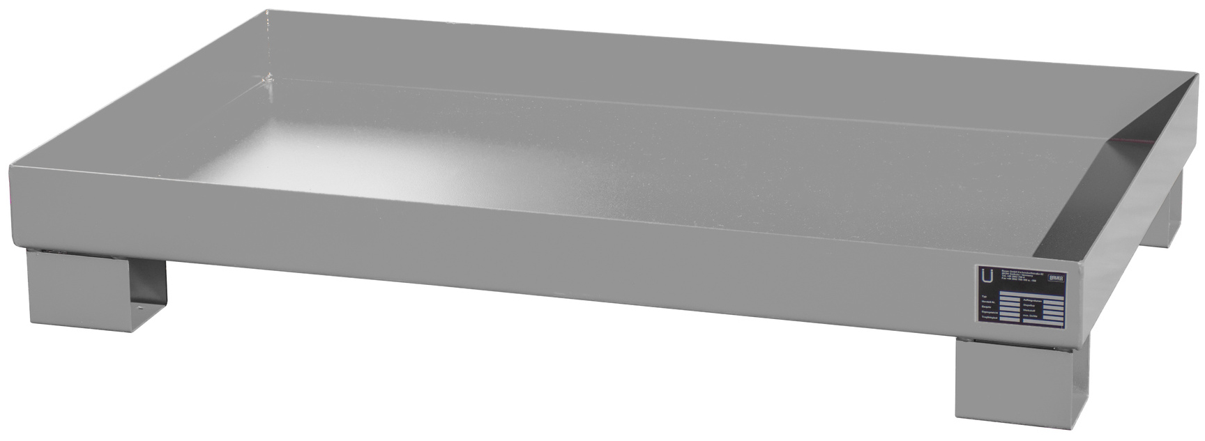 Bauer Auffangwanne Stahl AW 60-3 - RAL 7005 Gefahrstoffwanne mausgrau pulverbeschichtet ohne Gitterrost - Stahlwanne mit 84 Liter Auffangvolumen (BA-4471-50-0000-5) Bild-01