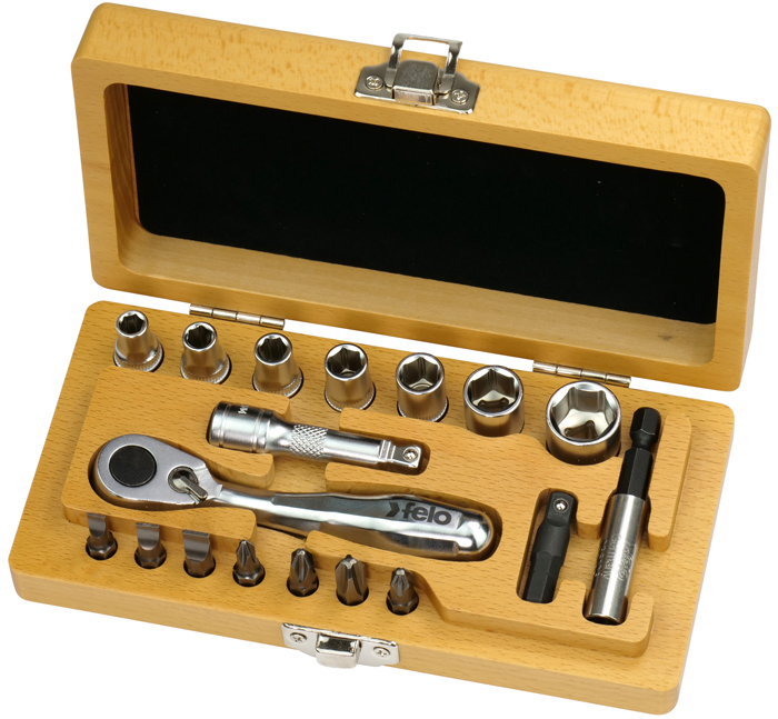 Felo Schraubendreher Werkzeugbox 18-teilig XS-Classic Holz 057 SL | PZ | PH | ND