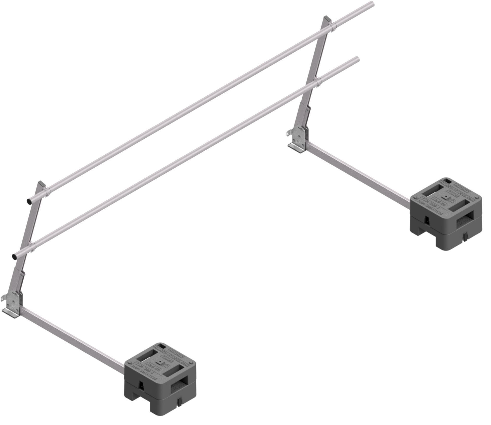 Hymer HYGHTS Flachdach Geländersystem neigbar mit langem Ausleger - 3,00 m Flachdachseitenschutz-Komplettset Alu-Edelstahl | mobile Absturzsicherung verstellbar -5° bis 30° mit Auslegerlänge 1,50 m (HY-30512403) Bild-01