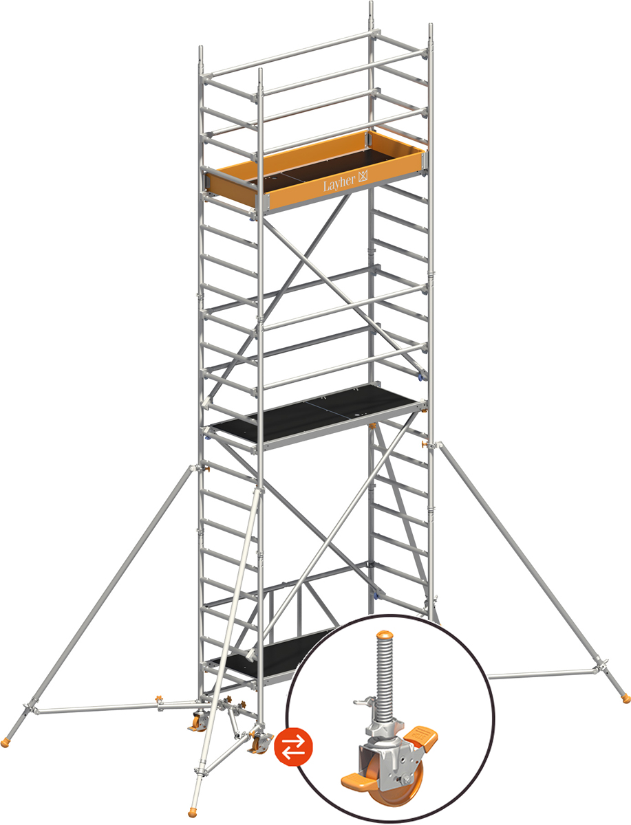 Rollgerüst Layher Zifa P2 hawego 1406235 mit Stützen - Arbeitshöhe 6,80 m