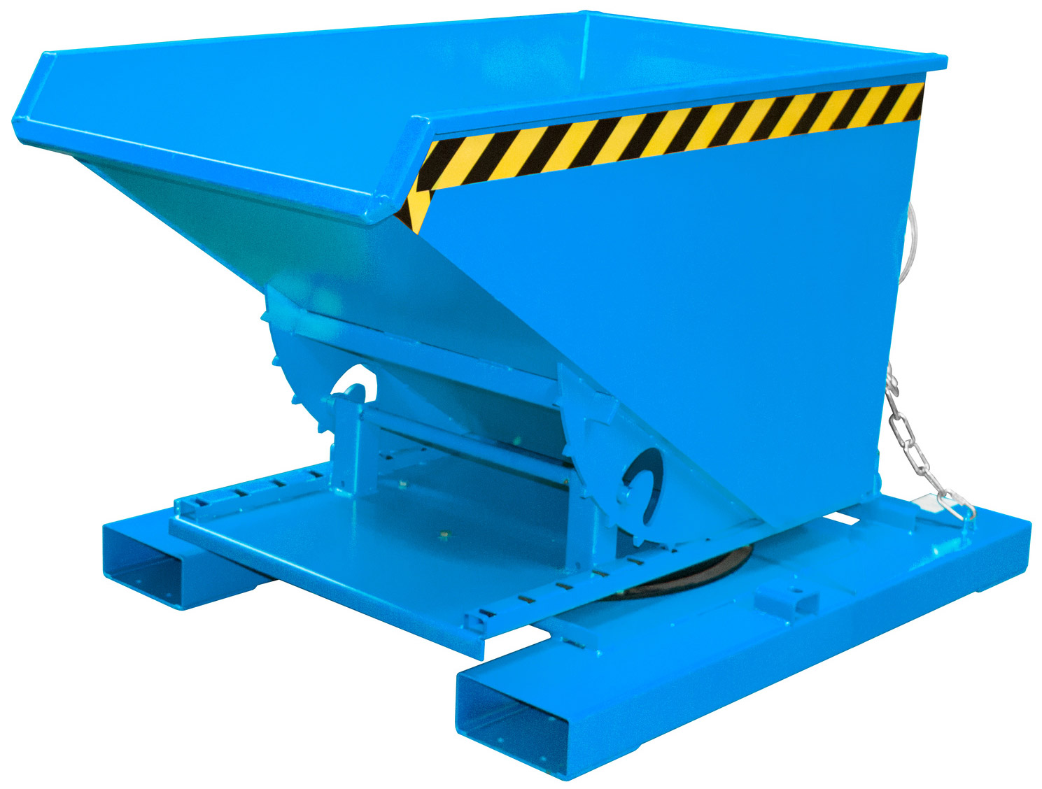 Bauer Abrollkipper 3S-300 - RAL 5012 Kippmulde 300 Liter mit 3-seitiger Kippfunktion für Stapler - Schuttmulde lichtblau pulverbeschichtet (BA-4498-70-0000-3) Bild-01