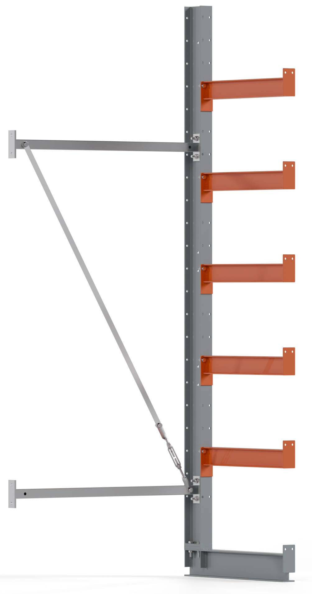 Regalwerk KARL BASIC 1750 Kragarmregal einseitig Anbaufeld 2500 x 1000 x 600 mm Lagerregal mit Kragarmlast 730 kg | Ständerlast 1750 kg - 6 Ebenen | Kragarme frei verstellbar (RW-B6-50201-60) Bild-01