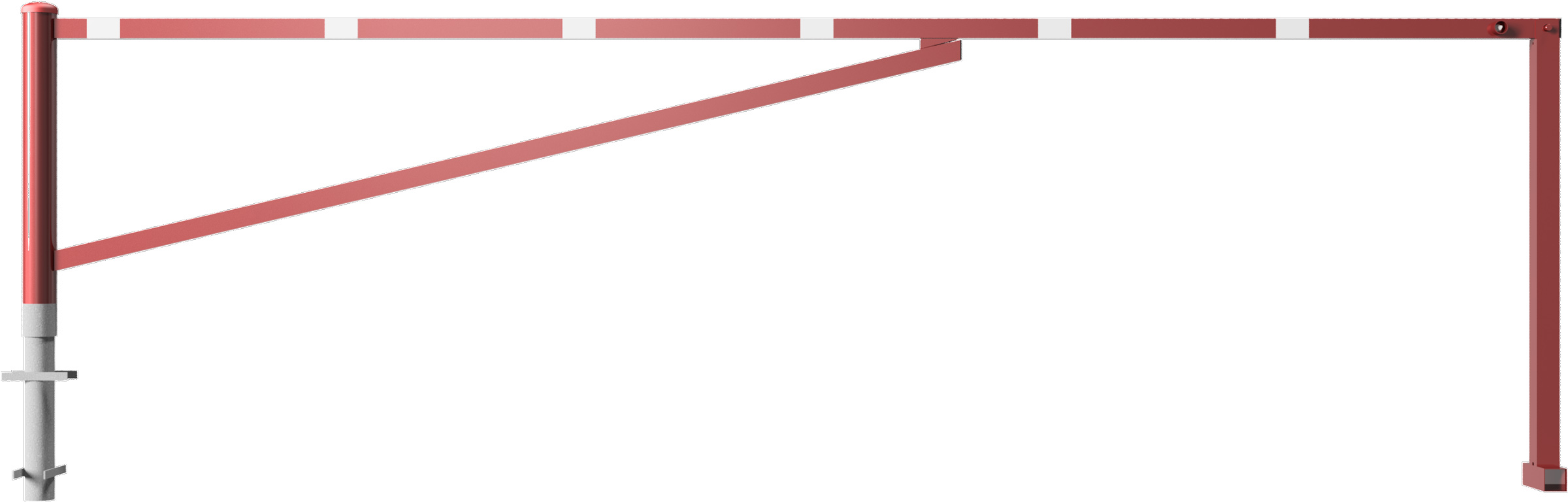 Schake Drehschranke mit 2 Auflagestützen - Schrankenbaum 60 x 40 mm OED rot | weiß - 4500 mm