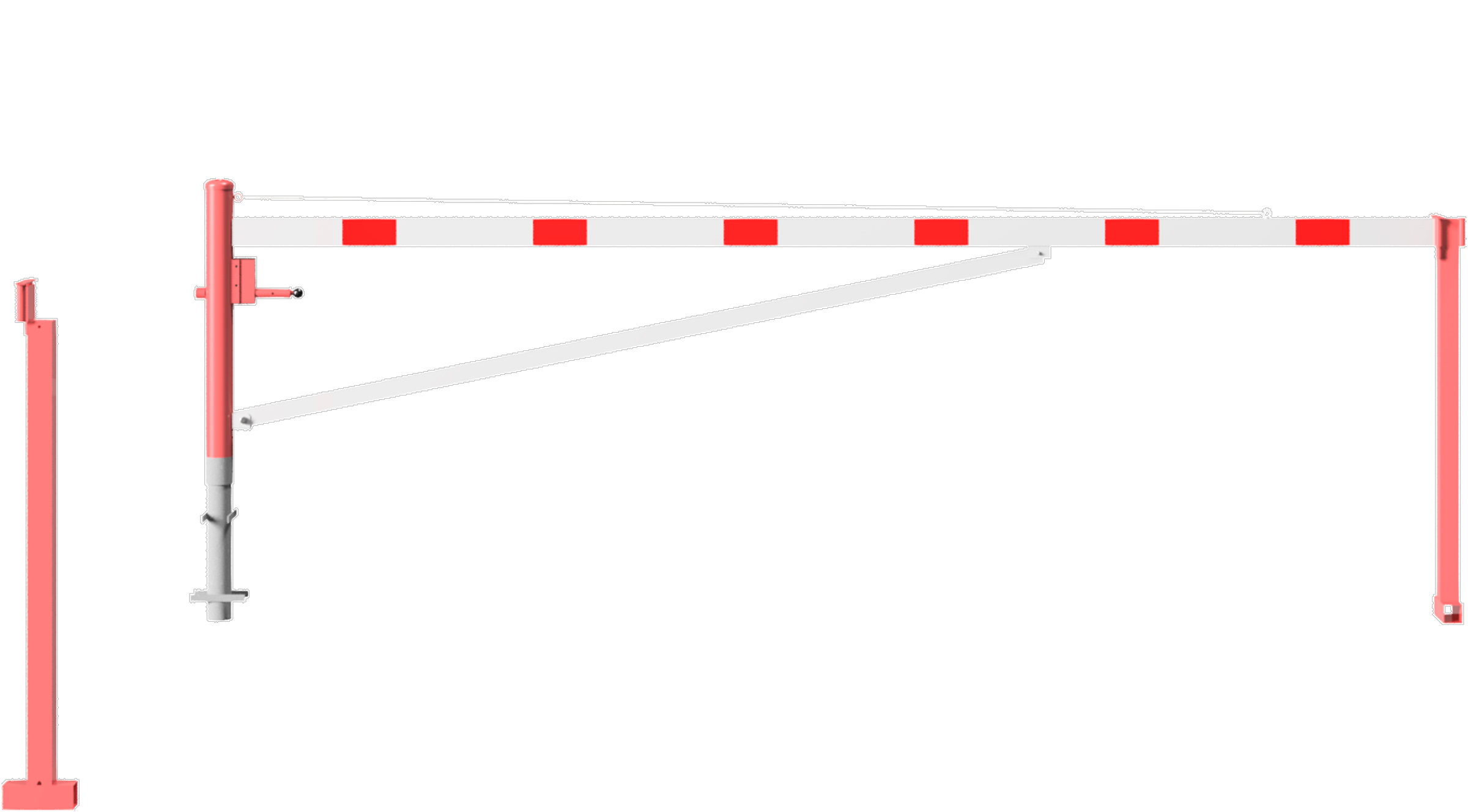 Schake Drehschranke mit Auflagestütze - Schrankenbaum 100 x 50 mm OEP weiß | rot - 4500 mm