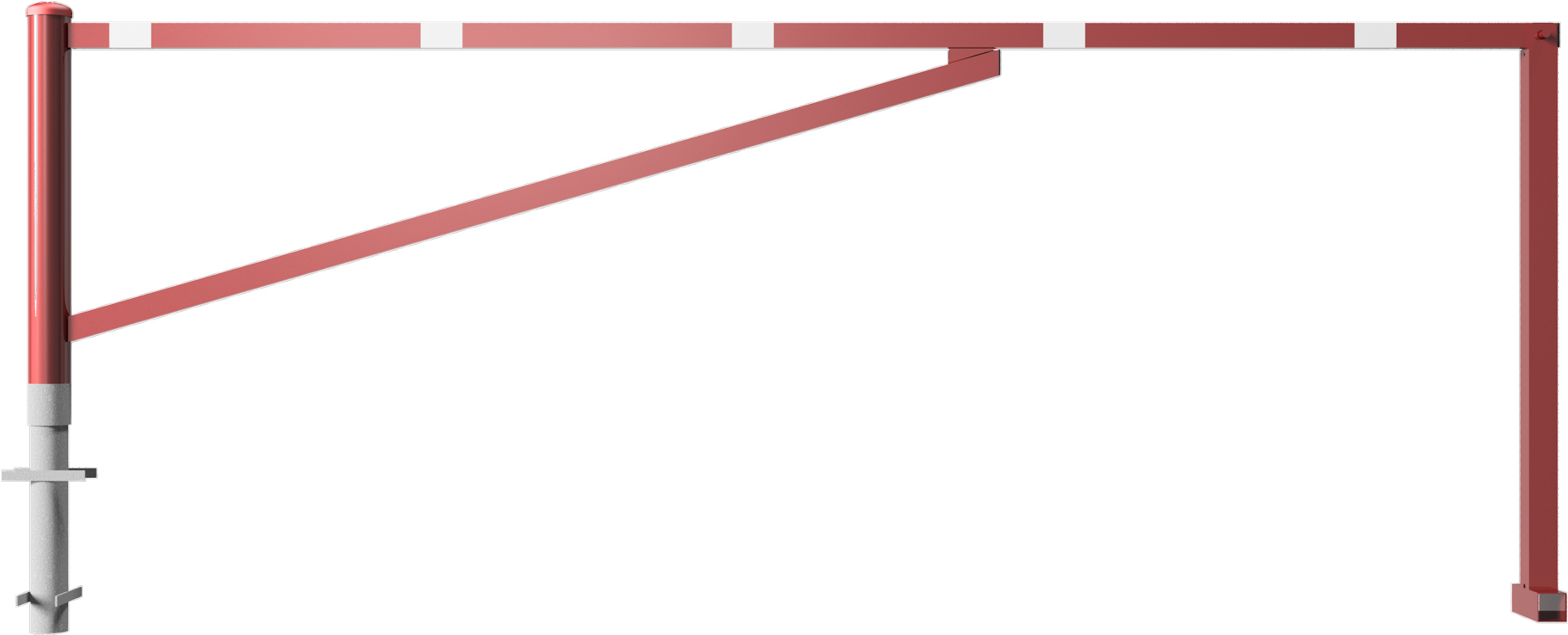 Schake Drehschranke mit 2 Auflagestützen - Schrankenbaum 60 x 40 mm OEV rot | weiß - 3500 mm