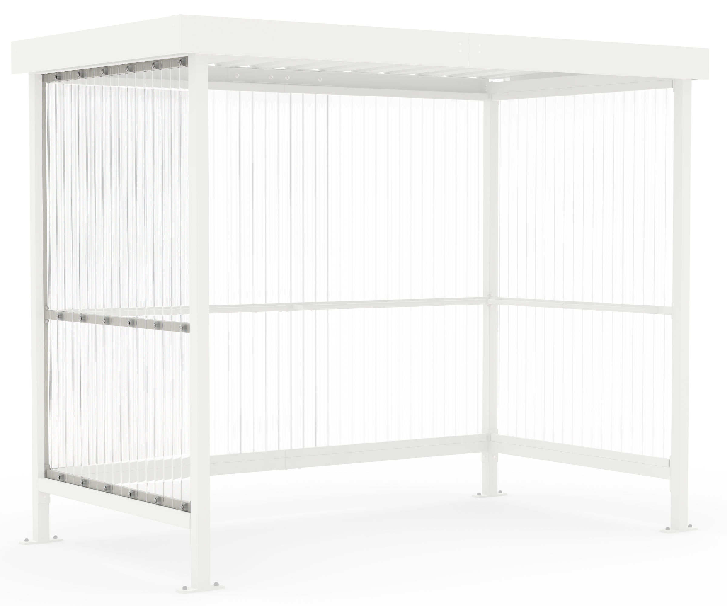 WSM Überdachung Jena | Jena Maxi RAL 9002 - Zusatz-Seitenwand Zusätzliches Wandelemente mit Anlehnbügel für Unterstand Jena grauweiß aus Well-Polycarbonat transparent (WSM-102100286) Bild-01