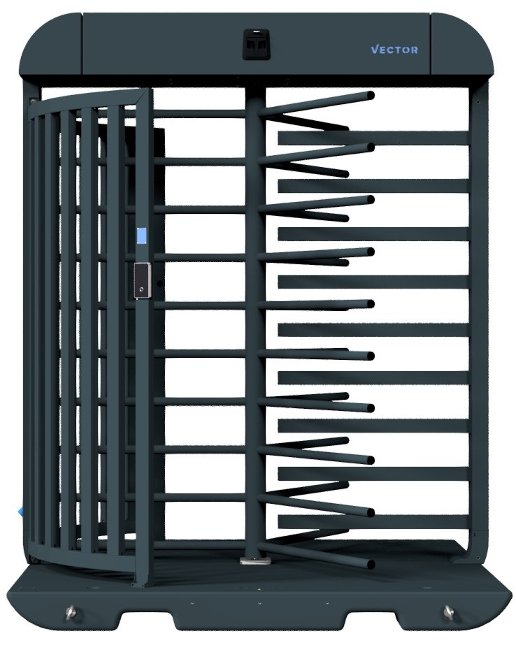 Schake Vector V-Turnstile tiefschwarz - elektromechanisch - lokale beidseitige Zutrittskontrolle Drehkreuz mobil zur Geländesicherung - RAL 9002 pulverbeschichtet - Bedienung elektromechanisch mit lokaler Zutrittskontrolle (SK-VPDR21SBO0038) Bild-01