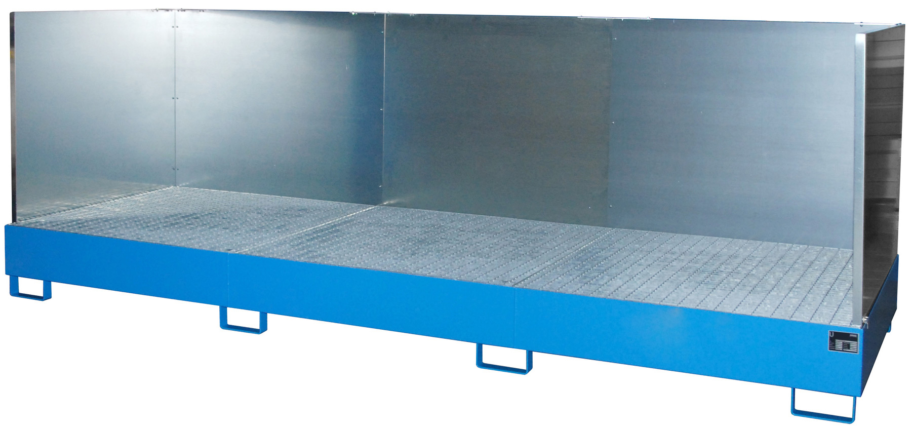 Bauer Auffangwanne Stahl AW 1000-3|SW - RAL 5012 Gefahrstoffwanne lichtblau pulverbeschichtet mit Gitterrost - Stahlwanne mit 1000 Liter Auffangvolumen (BA-4518-17-2000-3) Bild-01