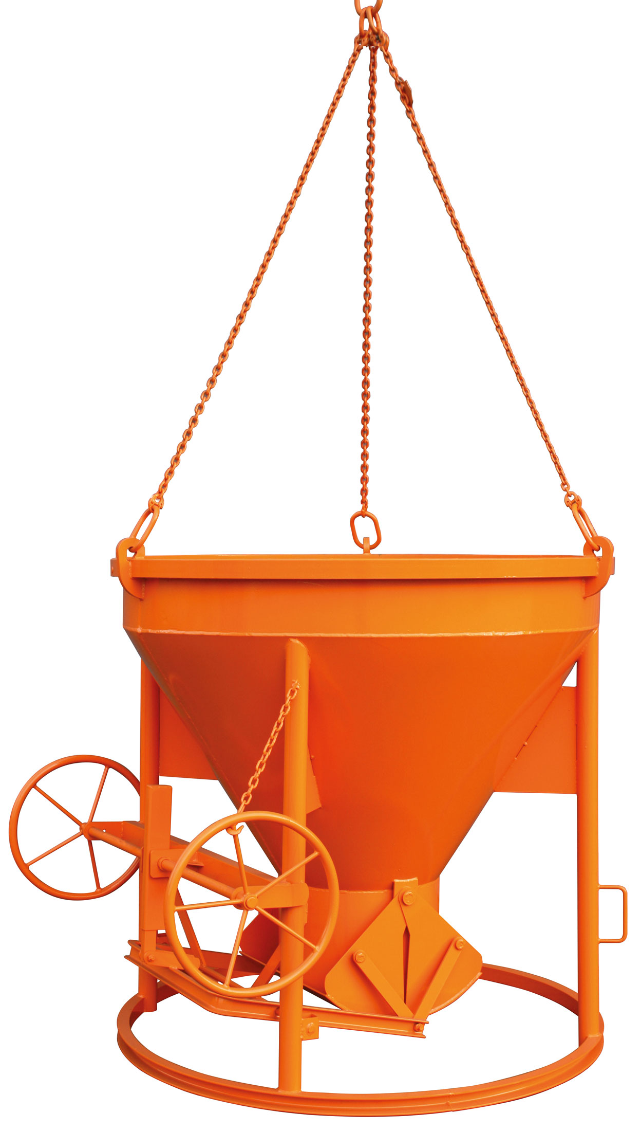 Eichinger Betonsilo 1013H|1 - 150 Liter Betonkübel rund mit Handrad und angeschweißter Kette - zentraler Auslauf - Betonbombe zylindirsch-konische Form (EI-10130101000000) Bild-01