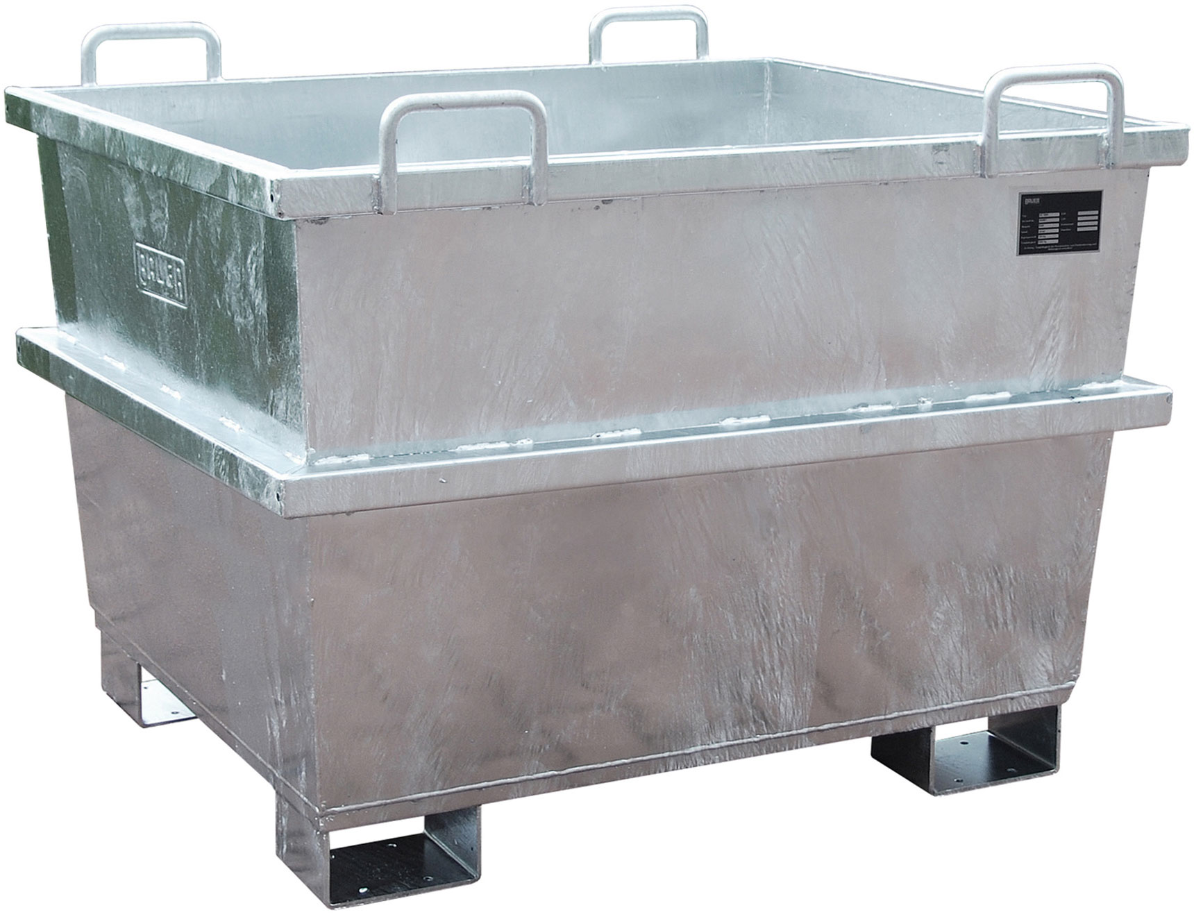Bauer Stapelcontainer UC-750 - verzinkt Stapelbehälter 750 Liter für Stapler und Kran - Schuttmulde Stahl verzinkt (BA-4472-08-0000-7) Bild-01