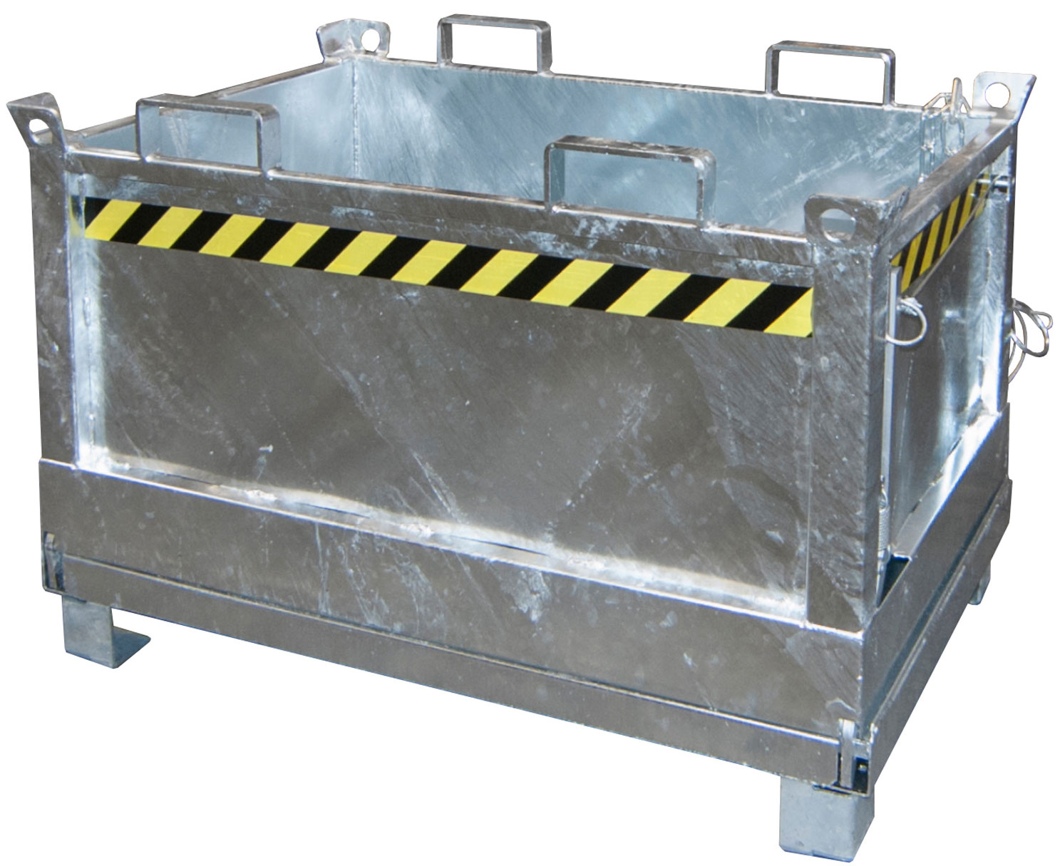 Bauer Klappbodenbehälter FB-500 - verzinkt Transportbehälter 500 Liter für Stapler - Container mit Klappboden Stahl verzinkt (BA-4417-25-6000-7) Bild-01