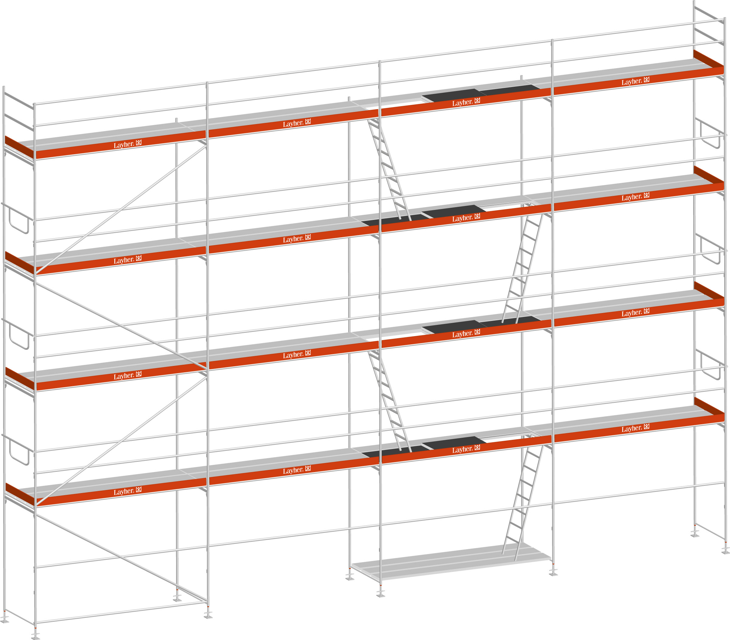 Layher Blitz Gerüst 70 Alu mit Stalu-Boden  125 m²