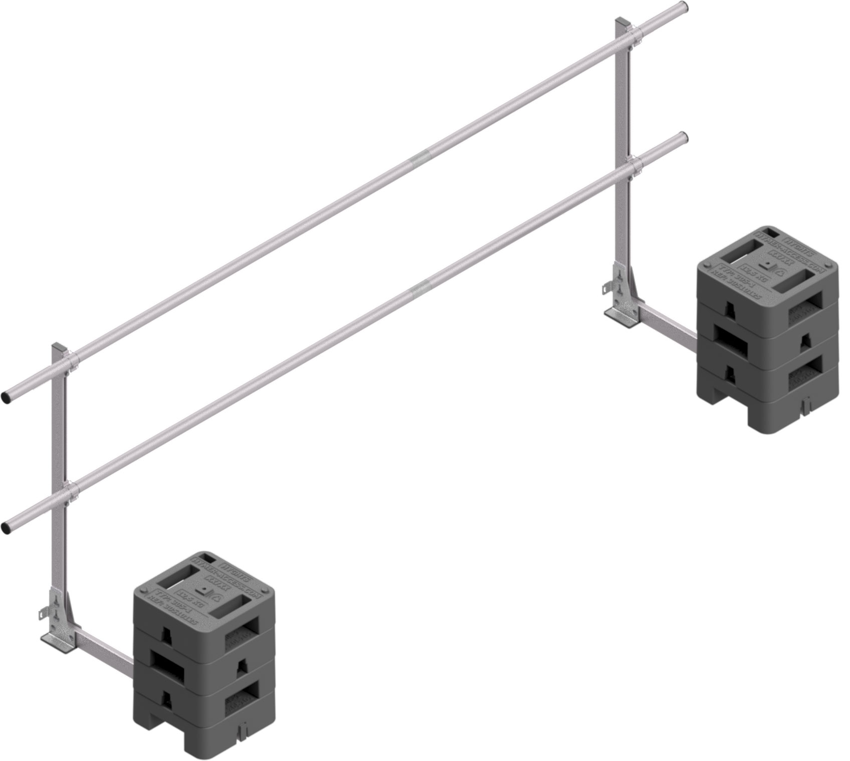 Hymer HYGHTS Flachdach Geländersystem starr mit kurzem Ausleger - 3,00 m Flachdachseitenschutz-Komplettset Alu-Edelstahl | mobile Absturzsicherung 90° mit Auslegerlänge 0,84 m (HY-30511303) Bild-01