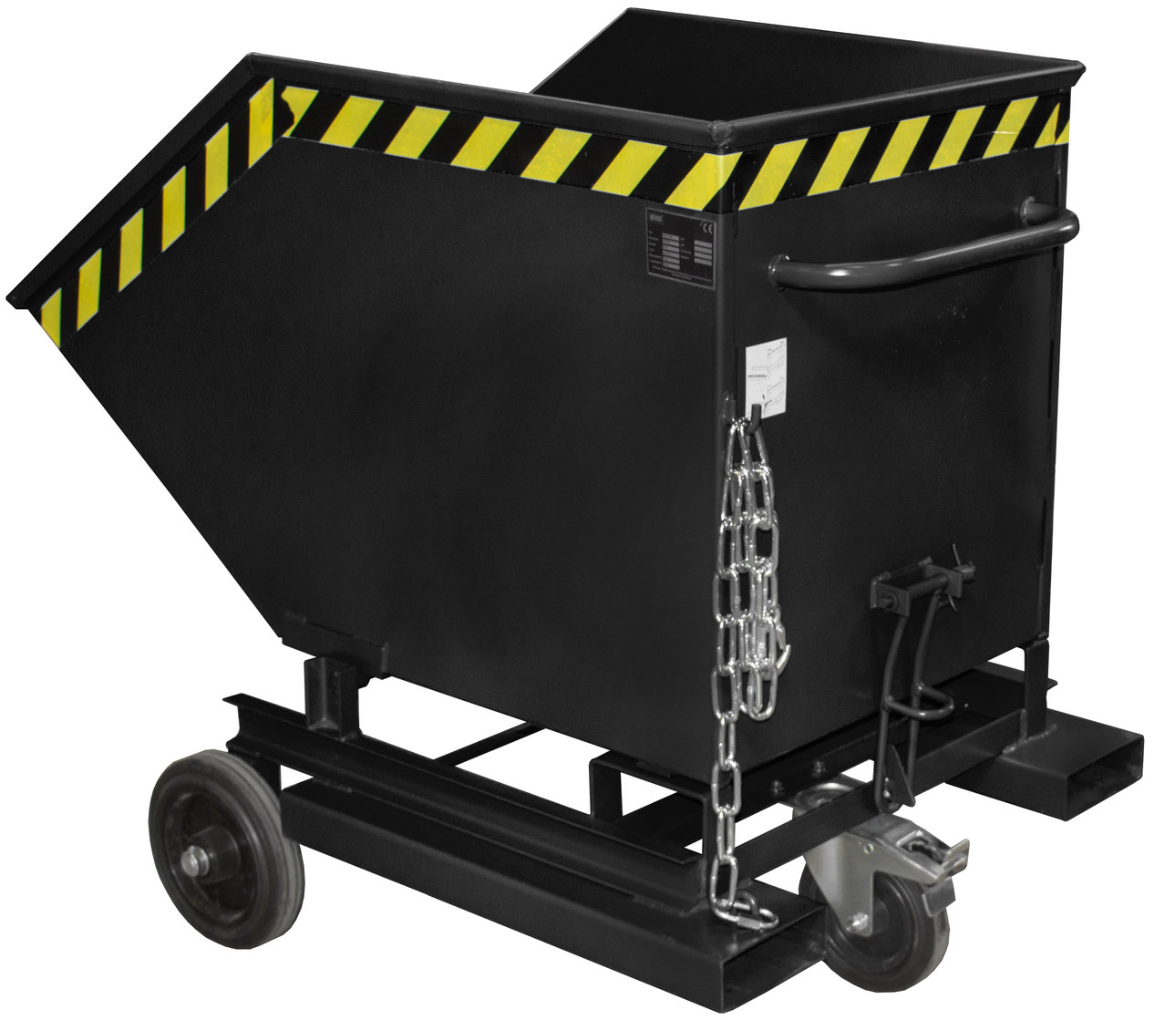 Bauer Kastenwagen KW-ET-400 - RAL 7021 Kippmulde 400 Liter für Stapler mit Lenkrollen - Schuttmulde schwarzgrau pulverbeschichtet (BA-4438-04-0000-16) Bild-01