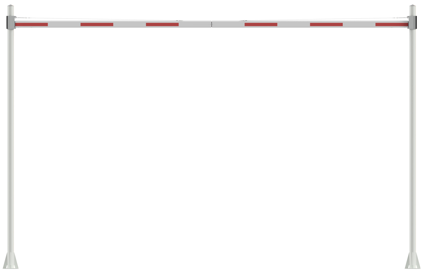 Mannus Portal-Höhensperre HBS 100 rot | weiß mit Standpfosten 7,00 m | Durchfahrtshöhe 3,80 m Höhenbegrenzer eckig 86 x 46 mm mit Seilverstärkung starr ortsfest zum Aufdübeln - Pfosten Stahl | Sperrbalken Alu (MA-3-106-7000-0002) Bild-01
