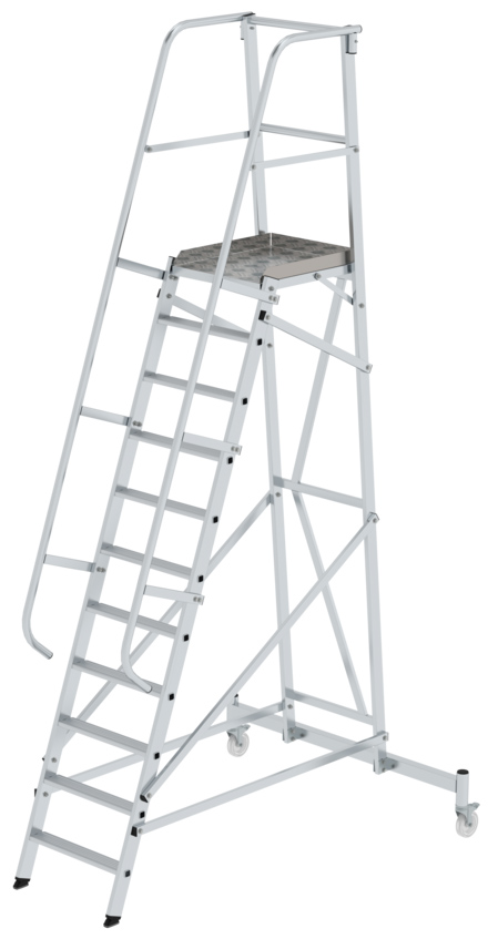Günzburger Plattformleiter Alu 11 Stufen Leiter fahrbar - einseitig begehbar (GB-52511) Bild-01