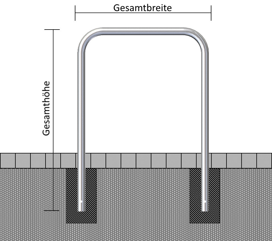 Schake Rohrbügel Stahl OE Ø 60 mm verzinkt - 1000 mm Absperrbügel ortsfest - zum Einbetonieren (SK-465.06) Bild-01