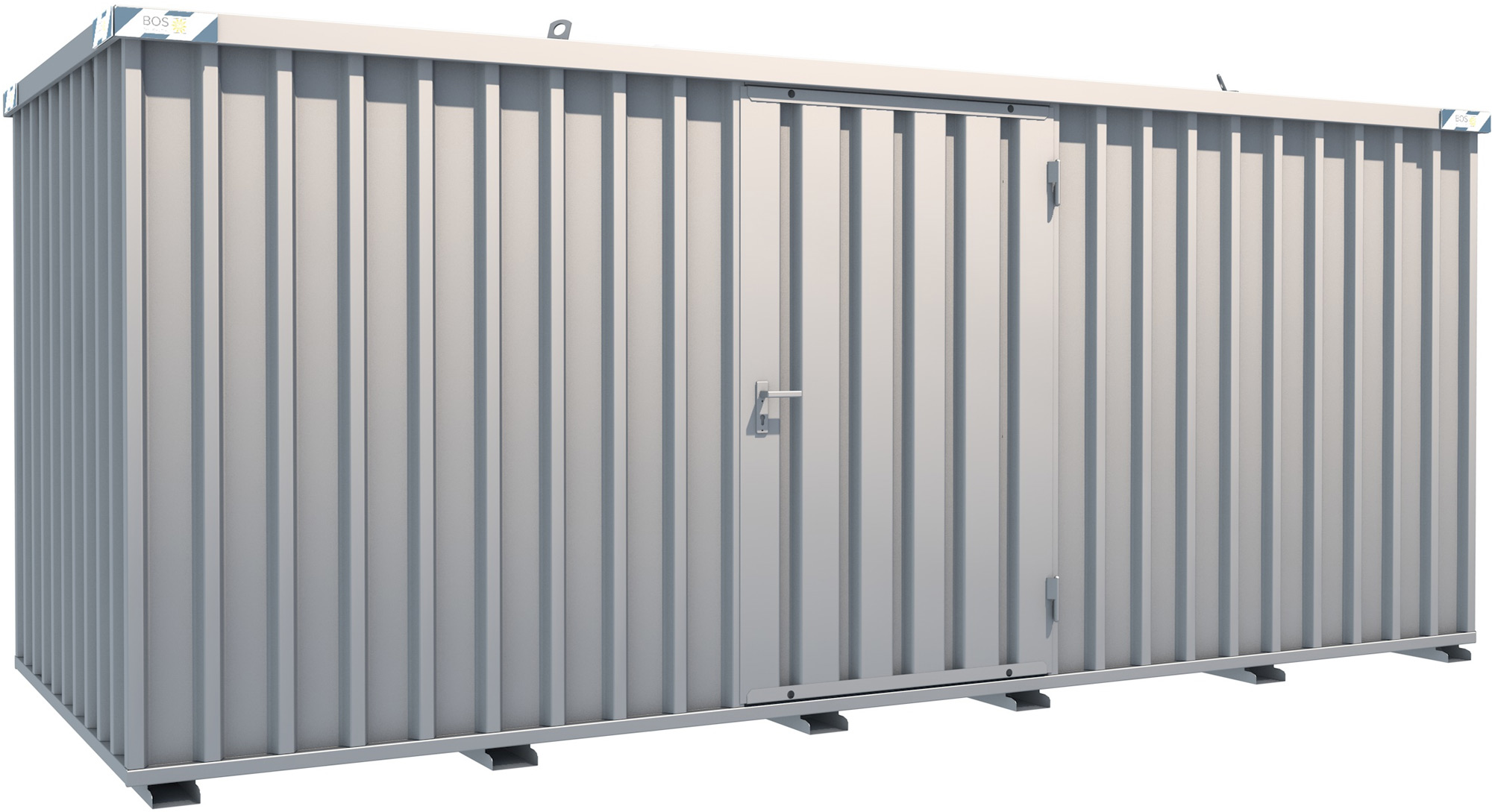 BOS Schnellbaucontainer 5100 x 2100 x 2100 mm - 1-flügelige Tür auf 5 m Seite Lagercontainer mit Tür 1150 x 1890 mm - Materialcontainer 5x2 m Serie SC3000+ unmontiert (BOS-SC3000-5x2-LE) Bild-01
