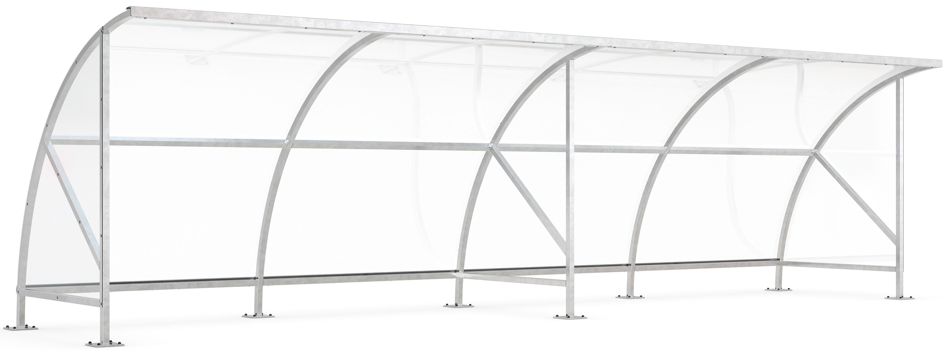 WSM Überdachung Bamberg - B 1|08 Bausatz - verzinkt Unterstand Stahl verzinkt mit Polycarbonat Bogendach - Fahrradüberdachung | Trainerunterstand zum Aufdübeln (WSM-102100414) Bild-01