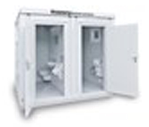 FLADAFI Sanitärcontainer Damen | Herren 3050 x 2170 x 2515 mm isoliert - 1-flügelige Tür auf 3 m Seite WC-Container isoliert Typ 2.3.1 Damen-Herrentoilette separiert mit 2 Türen 811 x 1968 mm - Sanitärraum mit WC, Urinal und Waschbecken fertig montiert (S