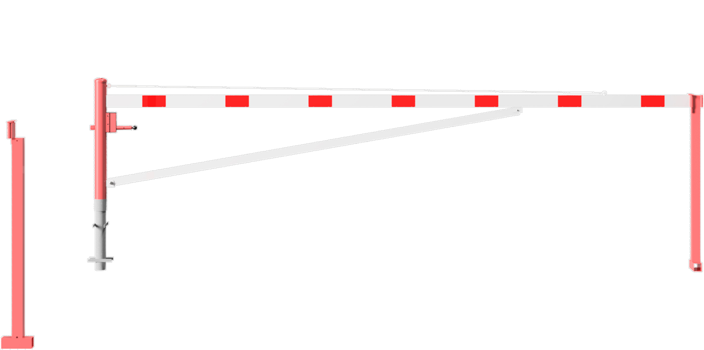 Schake Drehschranke mit Auflagestütze - Schrankenbaum 100 x 50 mm OED weiß | rot - 5000 mm