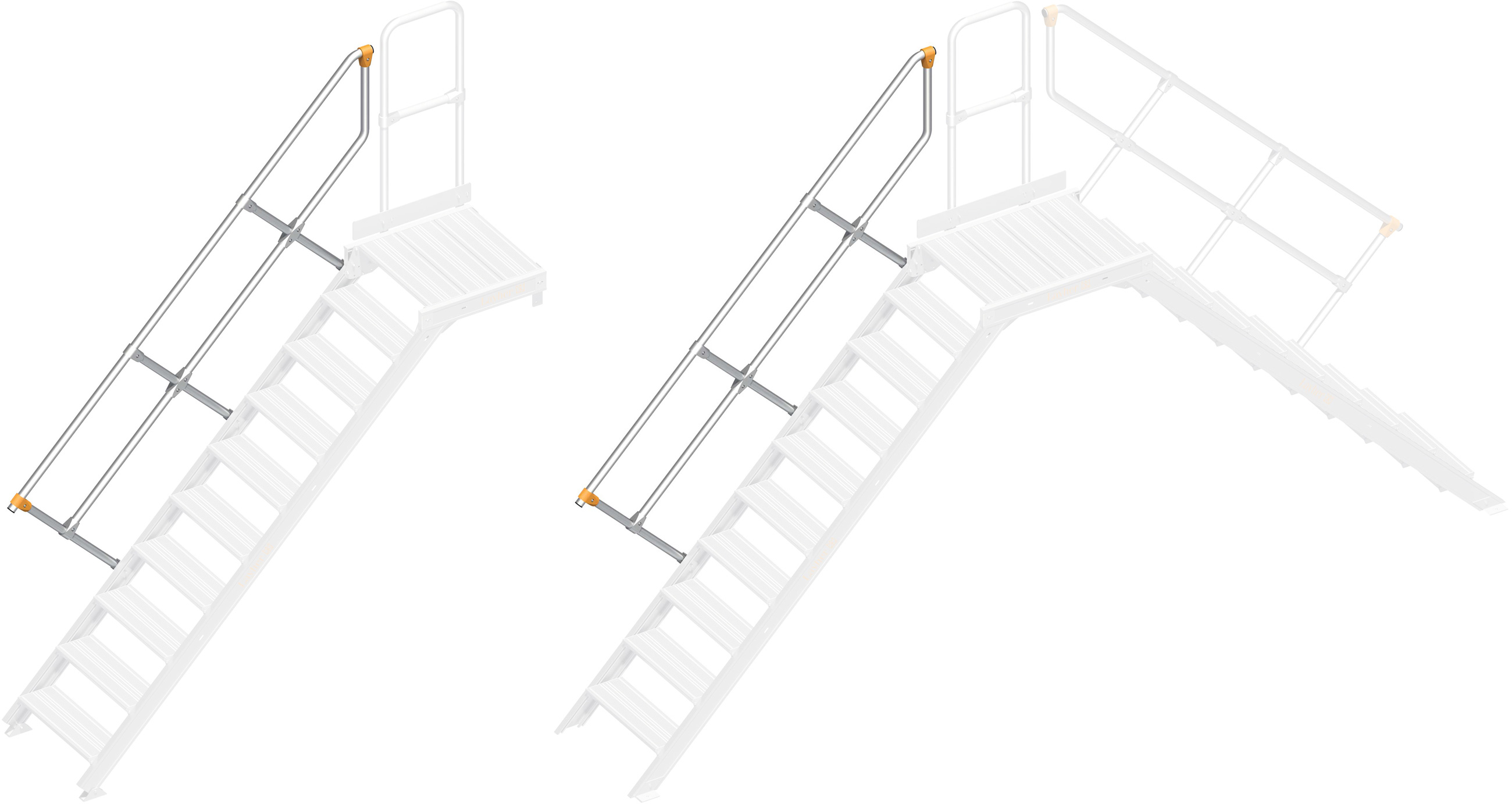 Layher Handlauf Plattformtreppe | Überstieg 45° 10 Stufen
