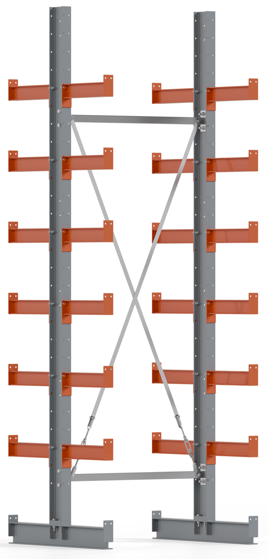 Regalwerk KARL BASIC 2250 Kragarmregal doppelseitig Grundfeld 3000 x 1000 x 400 mm Lagerregal mit Kragarmlast 1100 kg | Ständerlast 2250 kg - 7 Ebenen | Kragarme frei verstellbar (RW-B6-50310-40) Bild-01