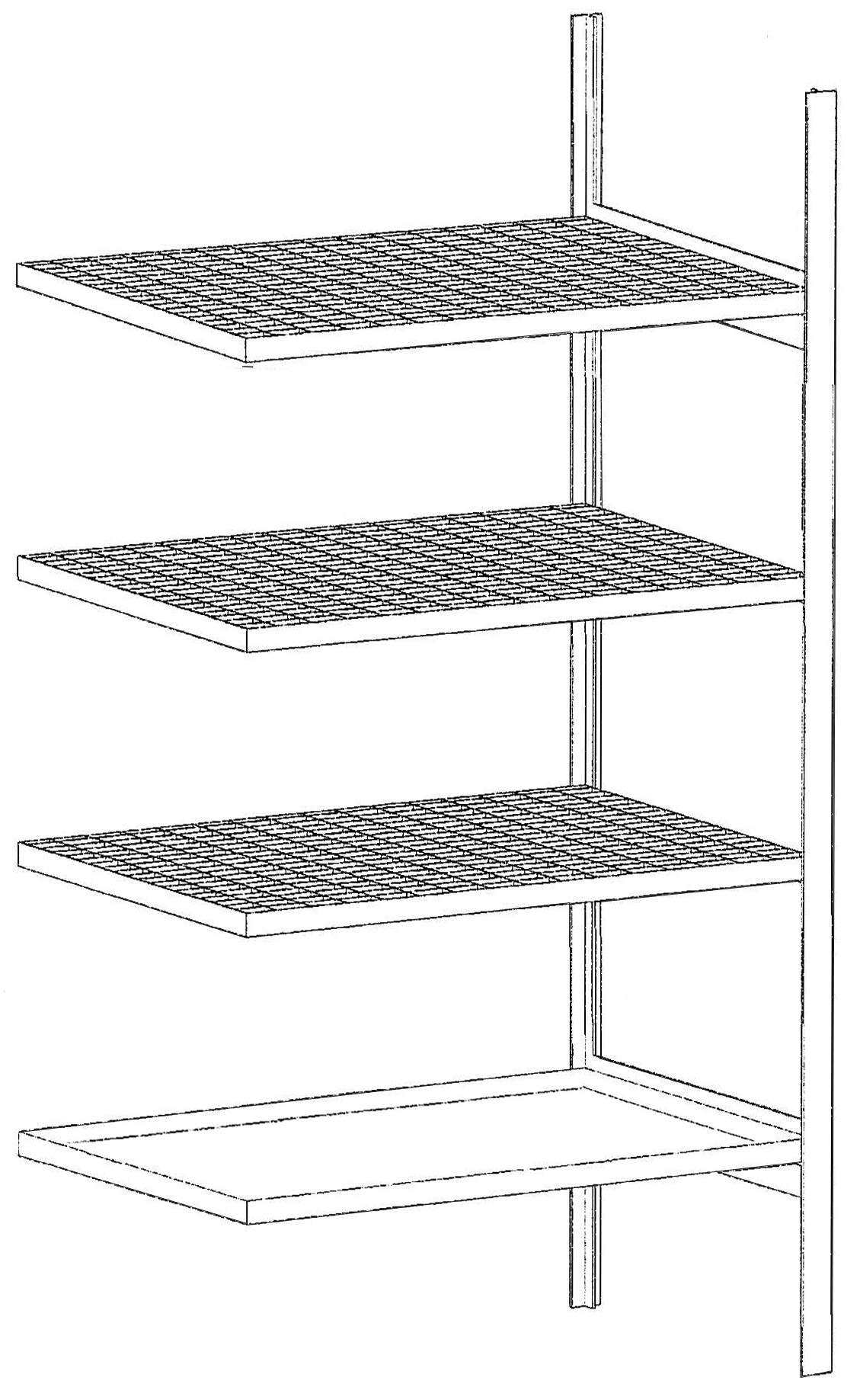 Bauer Kleingebinderegal Stahl Serie 3018-4E Anbaufeld 2000 x 1000 x 600 mm - 3GRB|1AWB Gefahrstoffregal mit 3 Gitterrostböden + 1 Auffangwannenboden - Fachlast 150 kg - Stahl verzinkt (BA-4473-22-0000-7) Bild-01