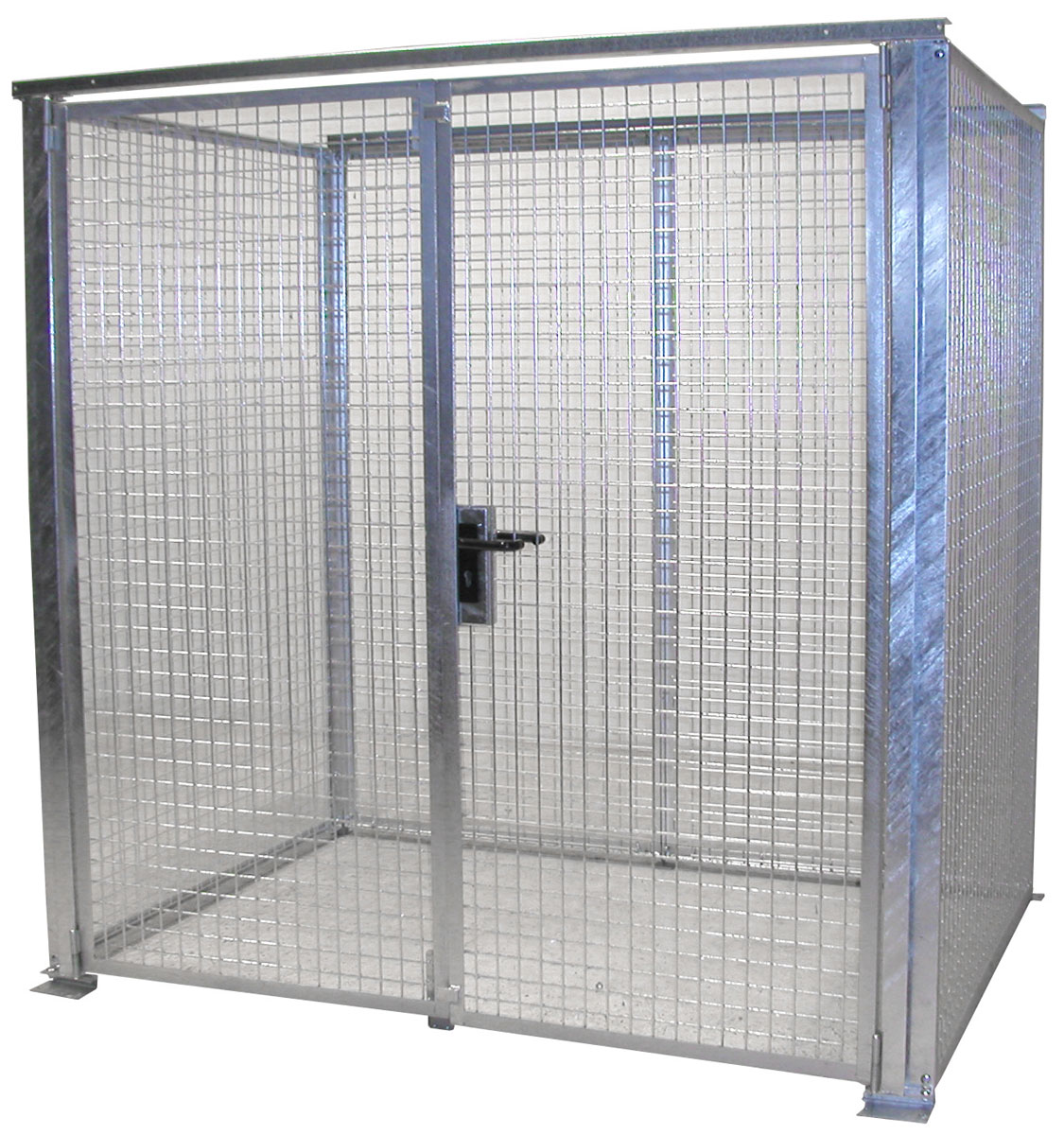 Bauer Gasflaschen-Container Stahl GFC-M2-DF Gasflaschenlager für 48 Flaschen Ø 230 mm - ohne Dach mit Doppelflügeltor - Stahl verzinkt (BA-4477-16-0000-7) Bild-01