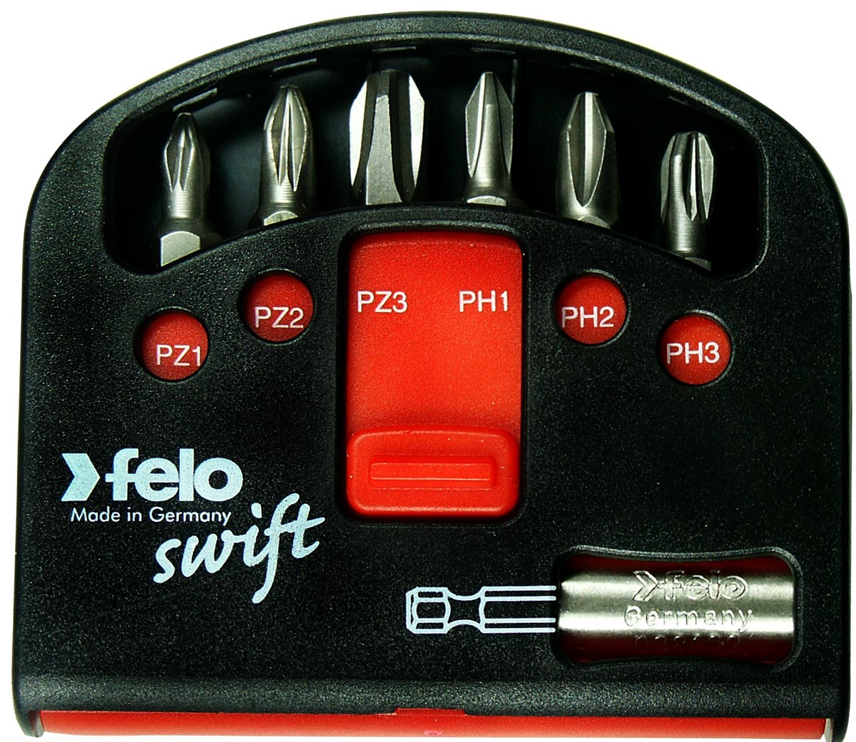 Felo swift Bit-Box 7-teilig Industrie Kreuzschlitz PZ | PH Bit Set - 3x Kreuzschlitz PZ | 3x Kreuzschlitz PH | Bithalter (FL-02060326) Bild-01