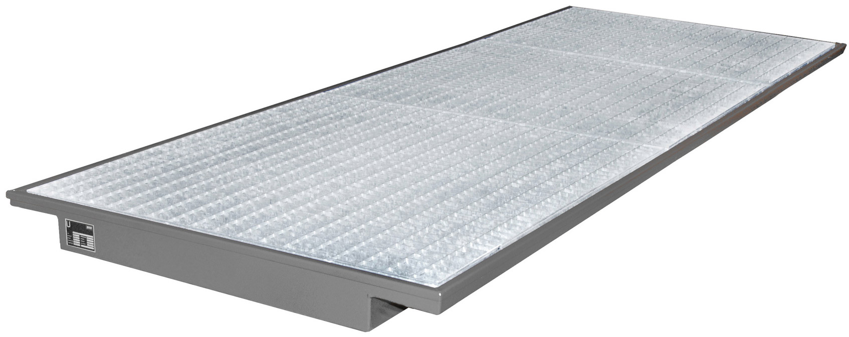 Bauer Regal-Einhängewanne Stahl EHW 3600 - RAL 7005 Auffangbehälter einhängbar mit Gitterrost für Regalfeldlänge 3600 mm - Stahlwanne mausgrau pulverbeschichtet mit 260 Liter Auffangvolumen (BA-4518-85-0000-5) Bild-01
