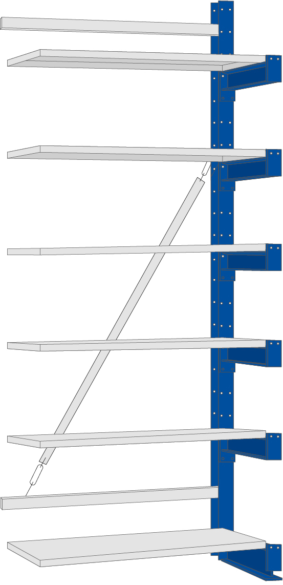 Regalwerk KARL Kragarmregal 2|250 einseitig Anbaufeld 2500 x 1000 x 500 mm