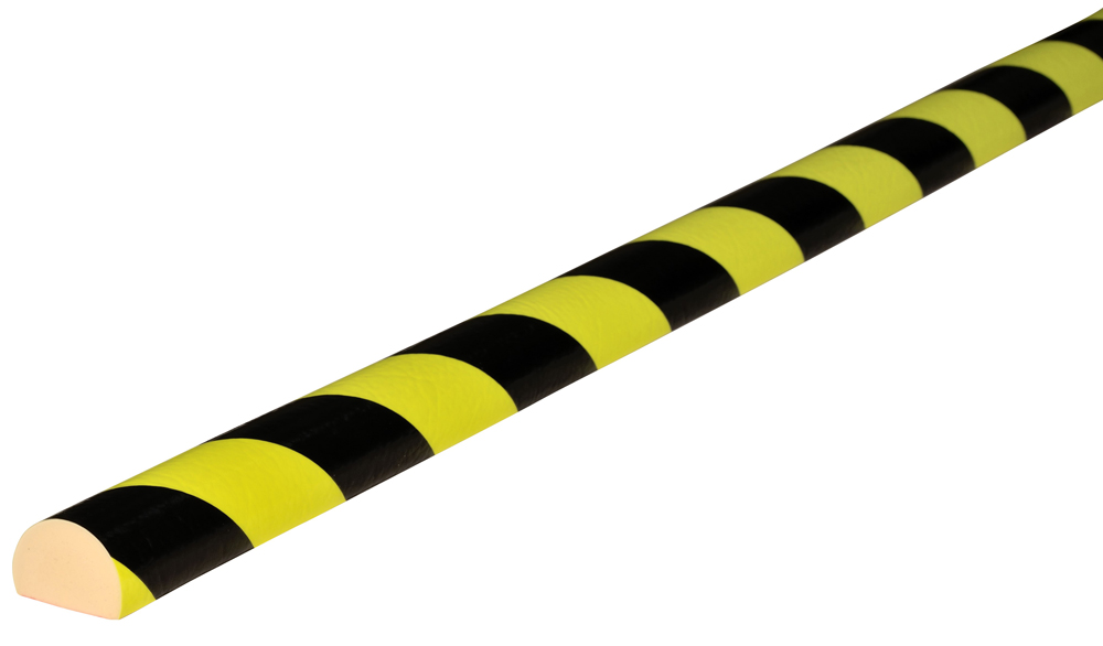 Knuffi Wandschutz Profil Typ C 40 x 30 mm neon | schwarz PU - 1,00 m Standard Warnschutz Profil Rundprofil abgeflacht aus Polyurethan - Flächenprofil mit selbstklebenden Kanten (SM-PC-10712) Bild-01