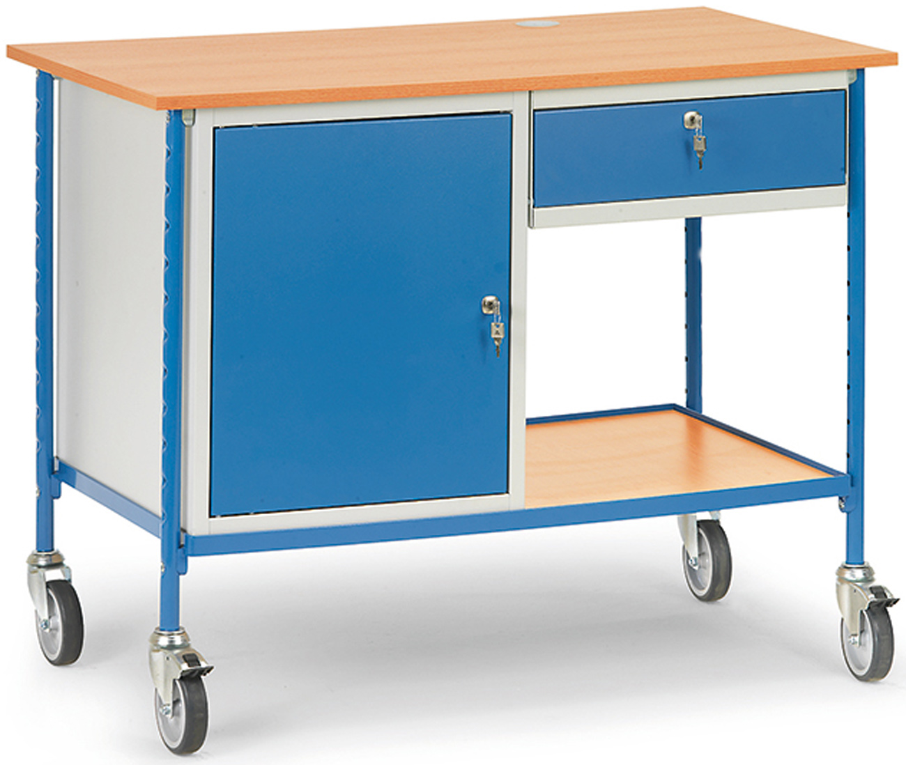 Fetra Rolltisch mit Stahlschrank und Schublade