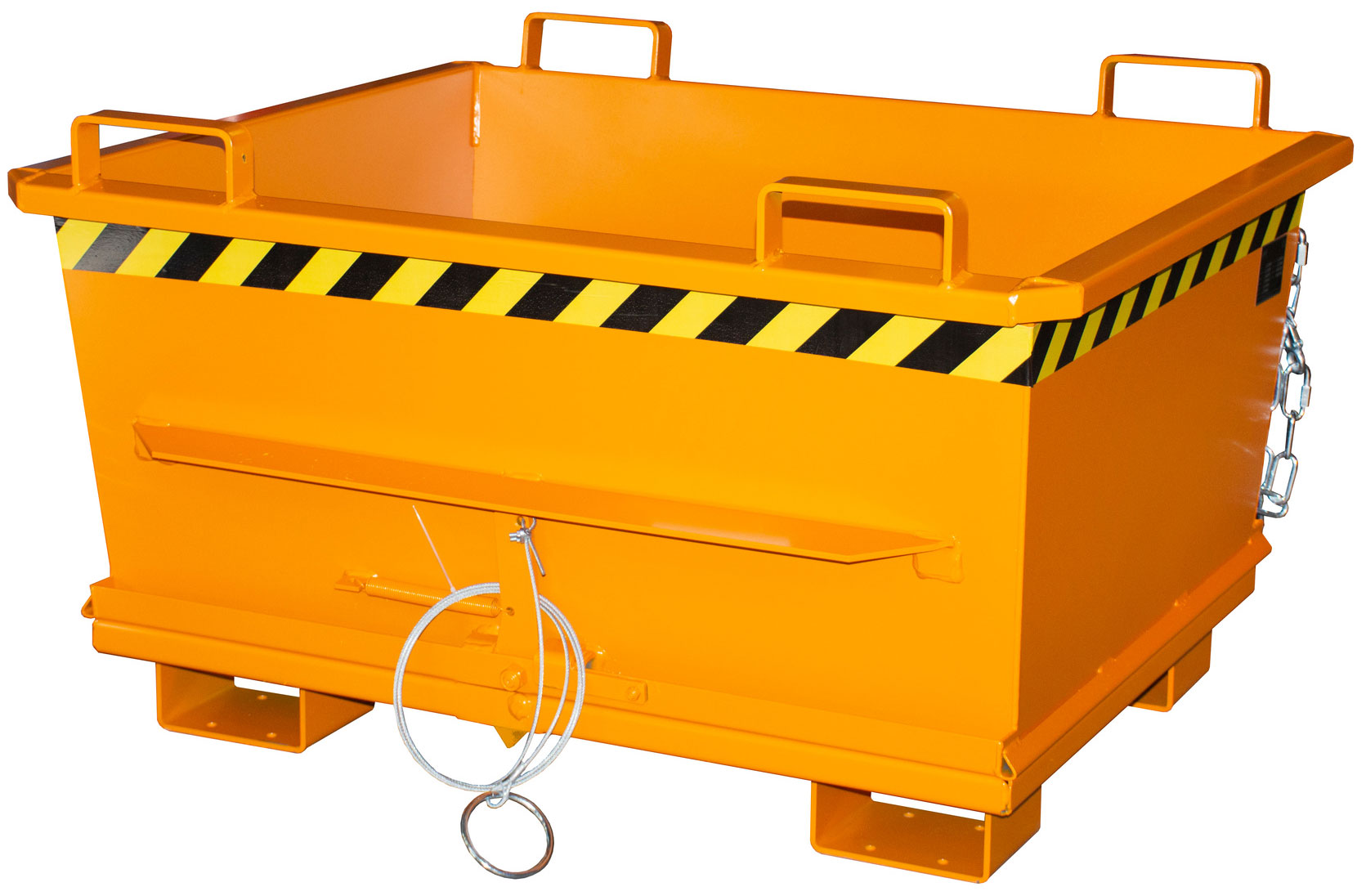 Bauer Klappbodenbehälter BKB-500 - RAL 2000 Transportbehälter 500 Liter für Stapler - Container mit Klappboden gelborange pulverbeschichtet (BA-4417-18-0000-1) Bild-01