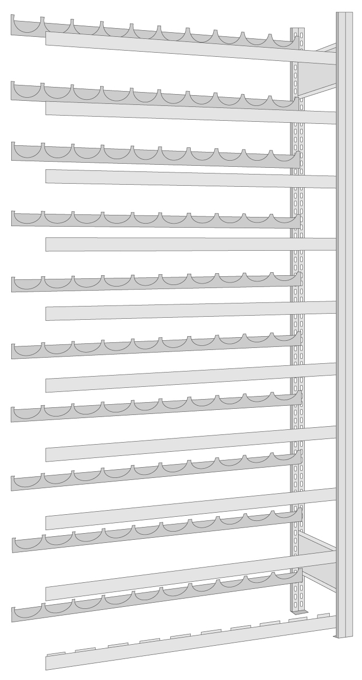 Regalwerk BERT Flaschenregal Anbaufeld 2000 x 1005 x 300 mm Regal mit Tiefenriegel - Fachlast 35 kg - 10 Ebenen (RW-B3-82601-30) Bild-01