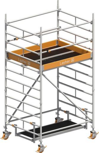 Fahrgerüst Layher Uni Kompakt P2 hawego 1415002 mit Telegeländer - Arbeitshöhe 4,20 m  (LS-1415002-H) Bild-02