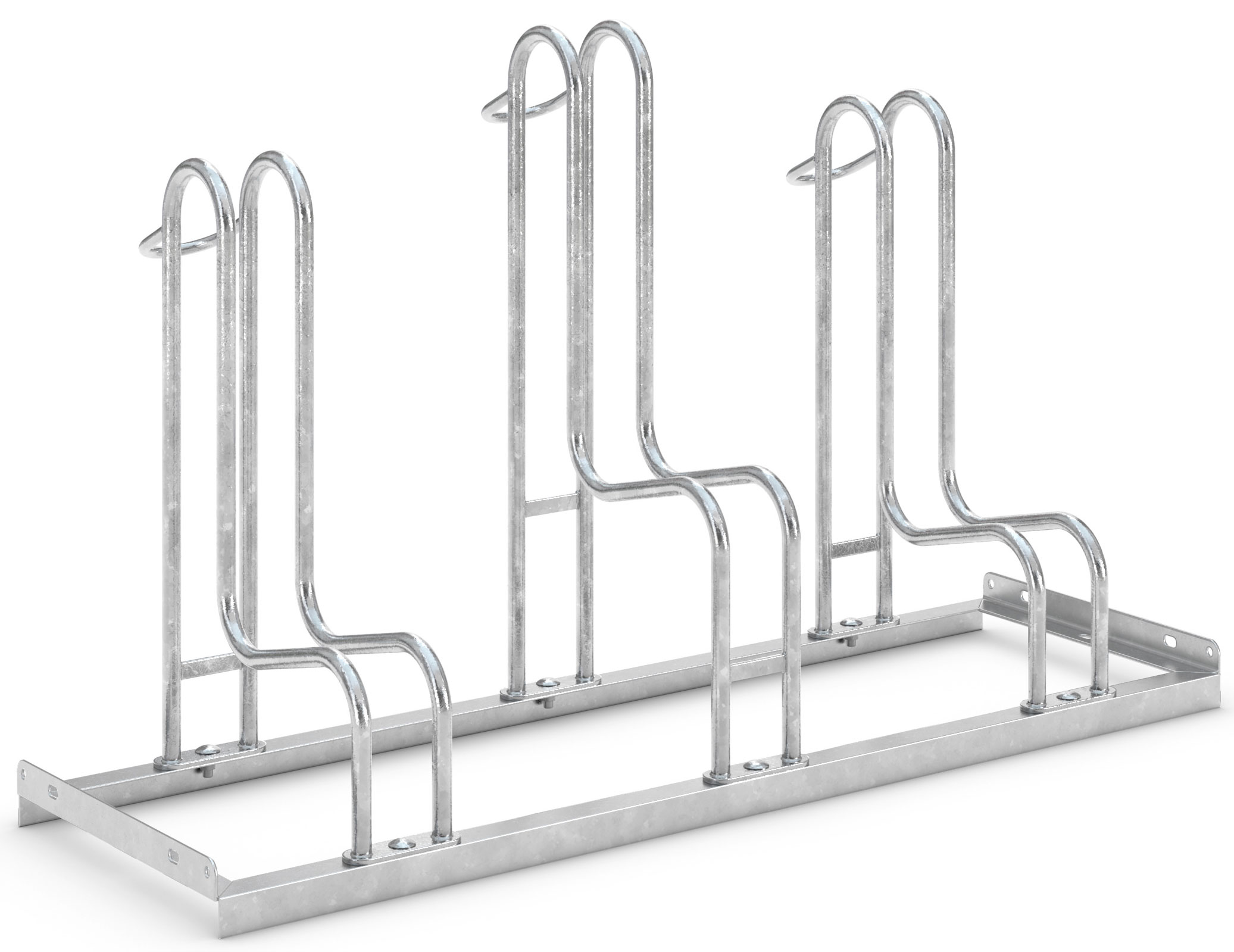 WSM Fahrradständer Standparker 4053 BR Stahl - 3 Einstellplätze Fahrradparker einseitig befahrbar breit - Radabstand 390 mm - Bügelparker Stahl verzinkt  (WSM-105800022) Bild-01
