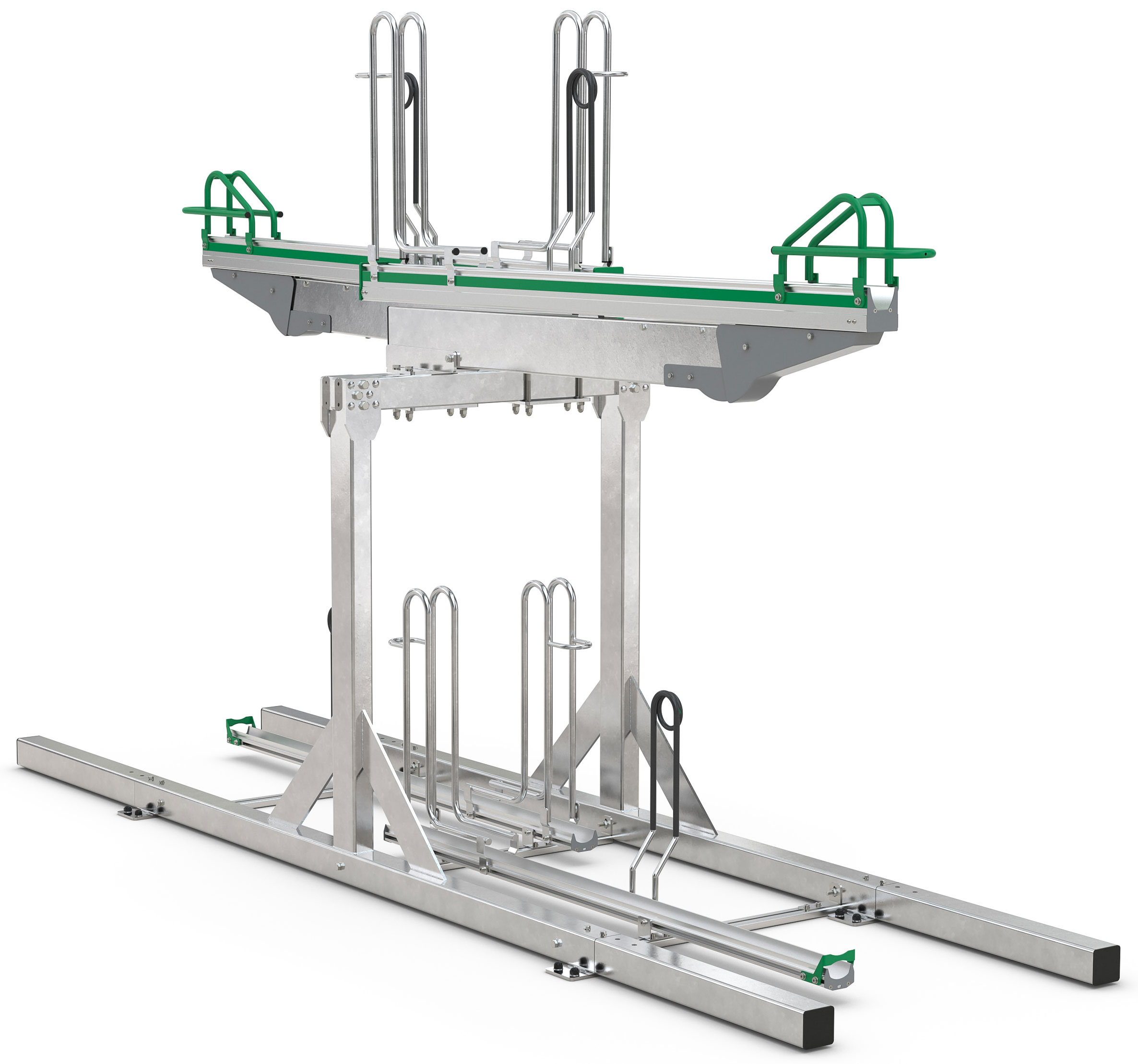 WSM Fahrradständer Doppelstockparker BikeHub Stahl - Premium 2|04 Doppelstockparksystem mit Hoch- und Tiefeinstellung zweiseitig befahrbar - Bügelparker Stahl verzinkt (WSM-105600057) Bild-01