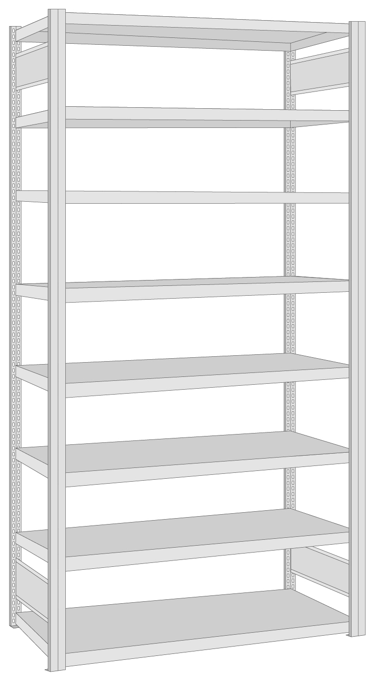 Regalwerk BERT Sichtlagerkastenregal Grundfeld 2000 x 1005 x 500 mm  (RW-B3-80028-K) Bild-02