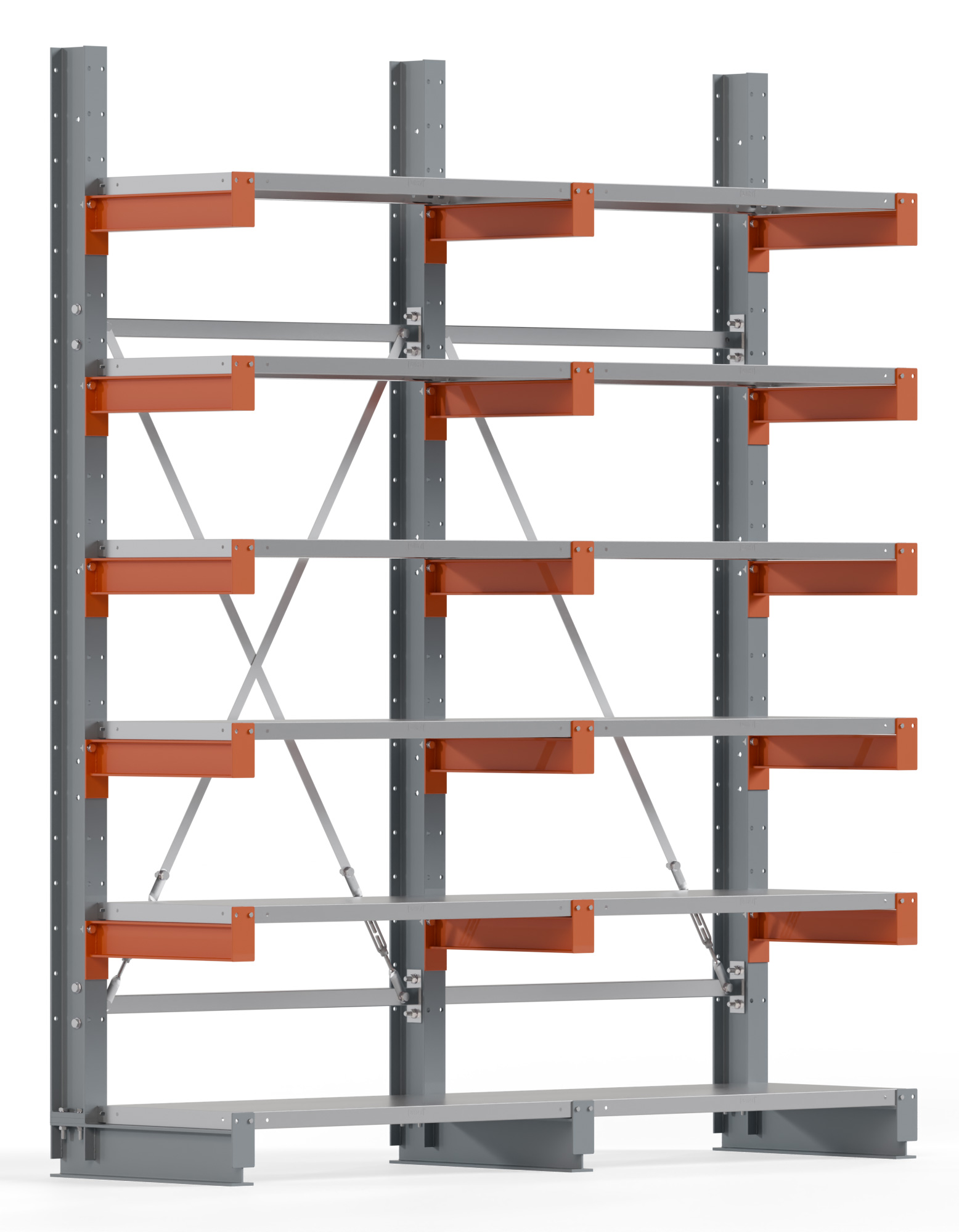 Regalwerk KARL BASIC 2100 Kragarmregal Stahlboden einseitig Komplettset 2500 x 2000 x 500 mm Lagerregal 2 Felder mit Kragarmlast 870 kg | Ständerlast 2100 kg - 6 Ebenen mit Fachböden | Kragarme frei verstellbar (RW-B6-54200-50-S1) Bild-01